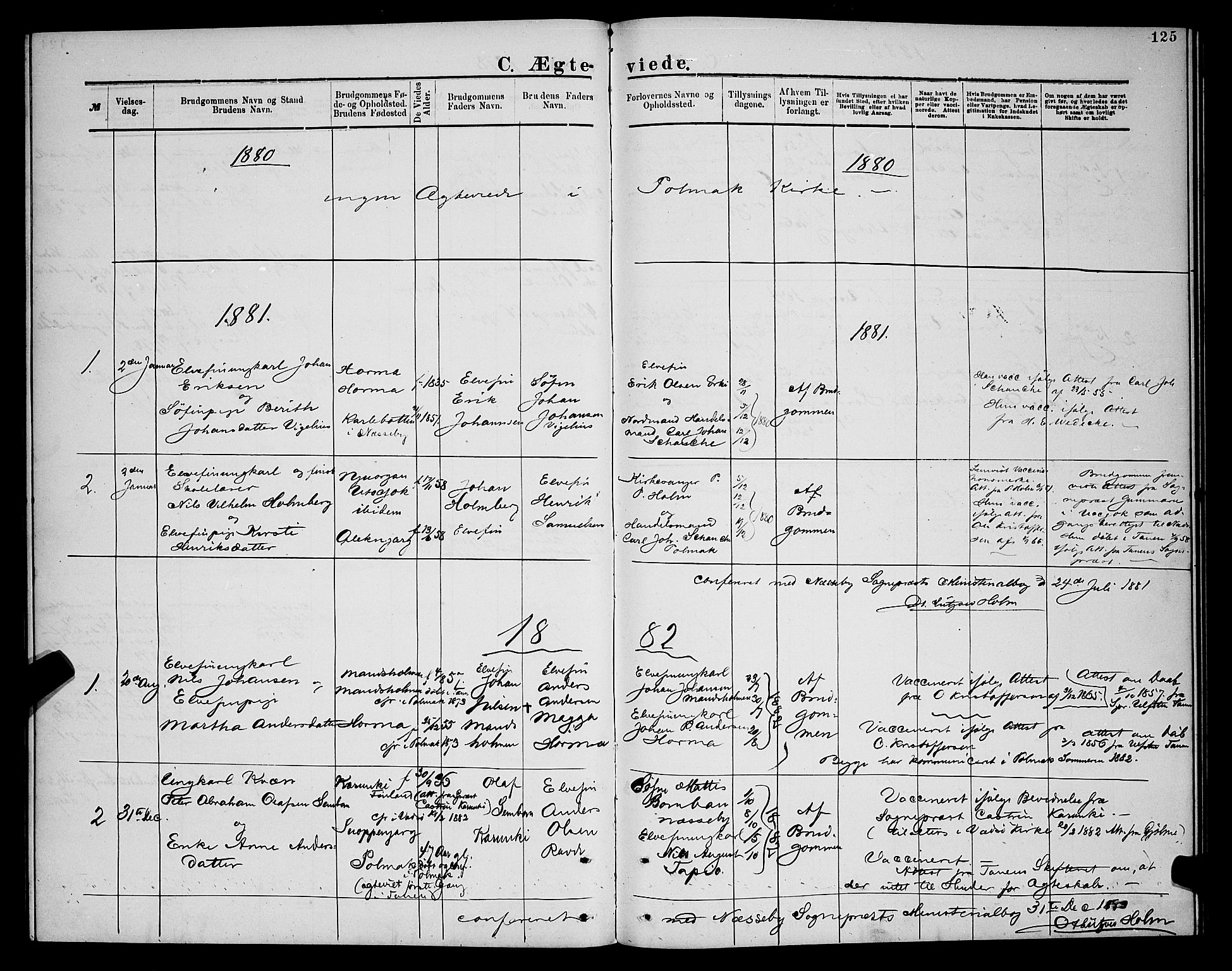 Nesseby sokneprestkontor, AV/SATØ-S-1330/H/Hb/L0007klokker: Parish register (copy) no. 7, 1877-1884, p. 125