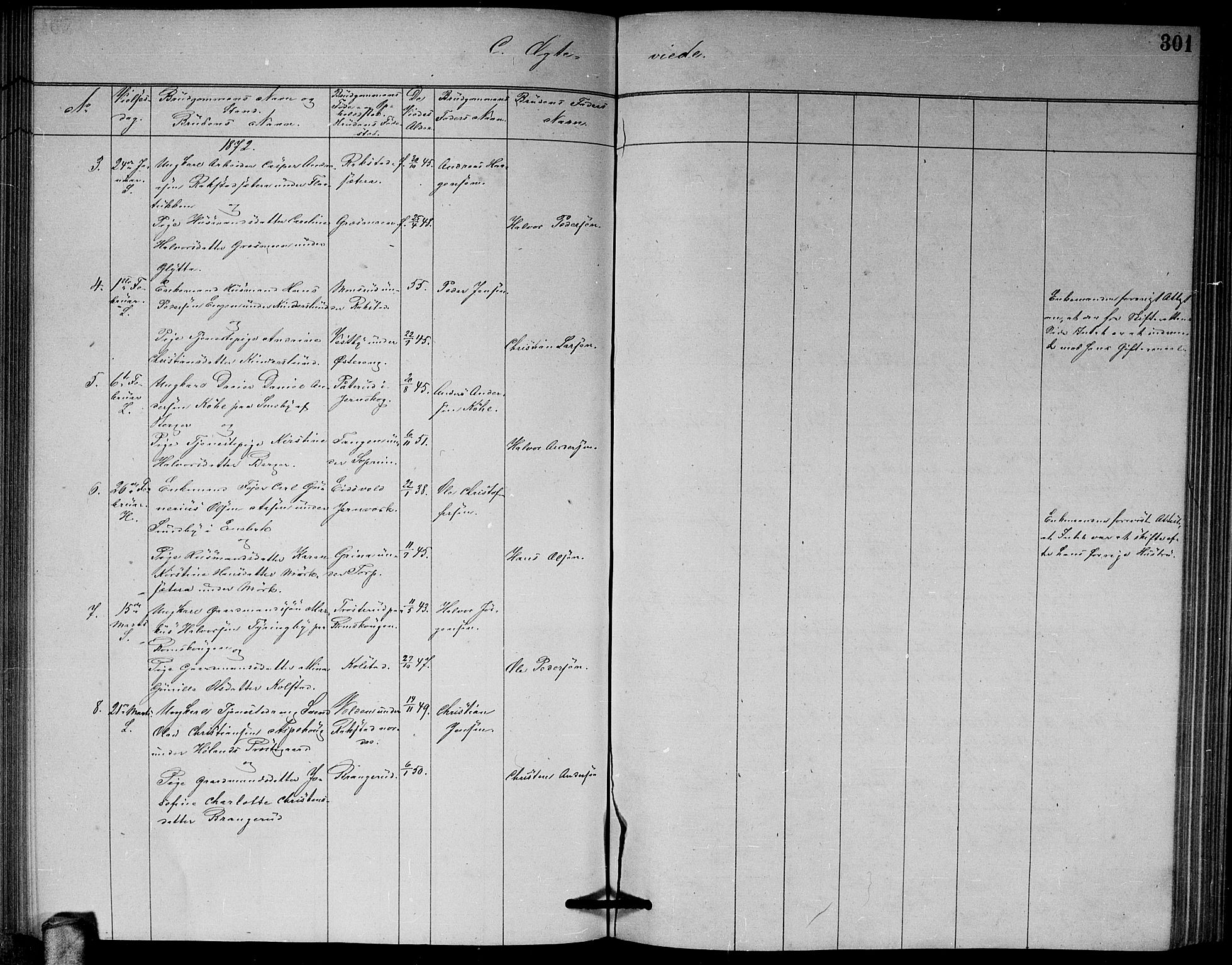 Høland prestekontor Kirkebøker, AV/SAO-A-10346a/G/Ga/L0006: Parish register (copy) no. I 6, 1869-1879, p. 301