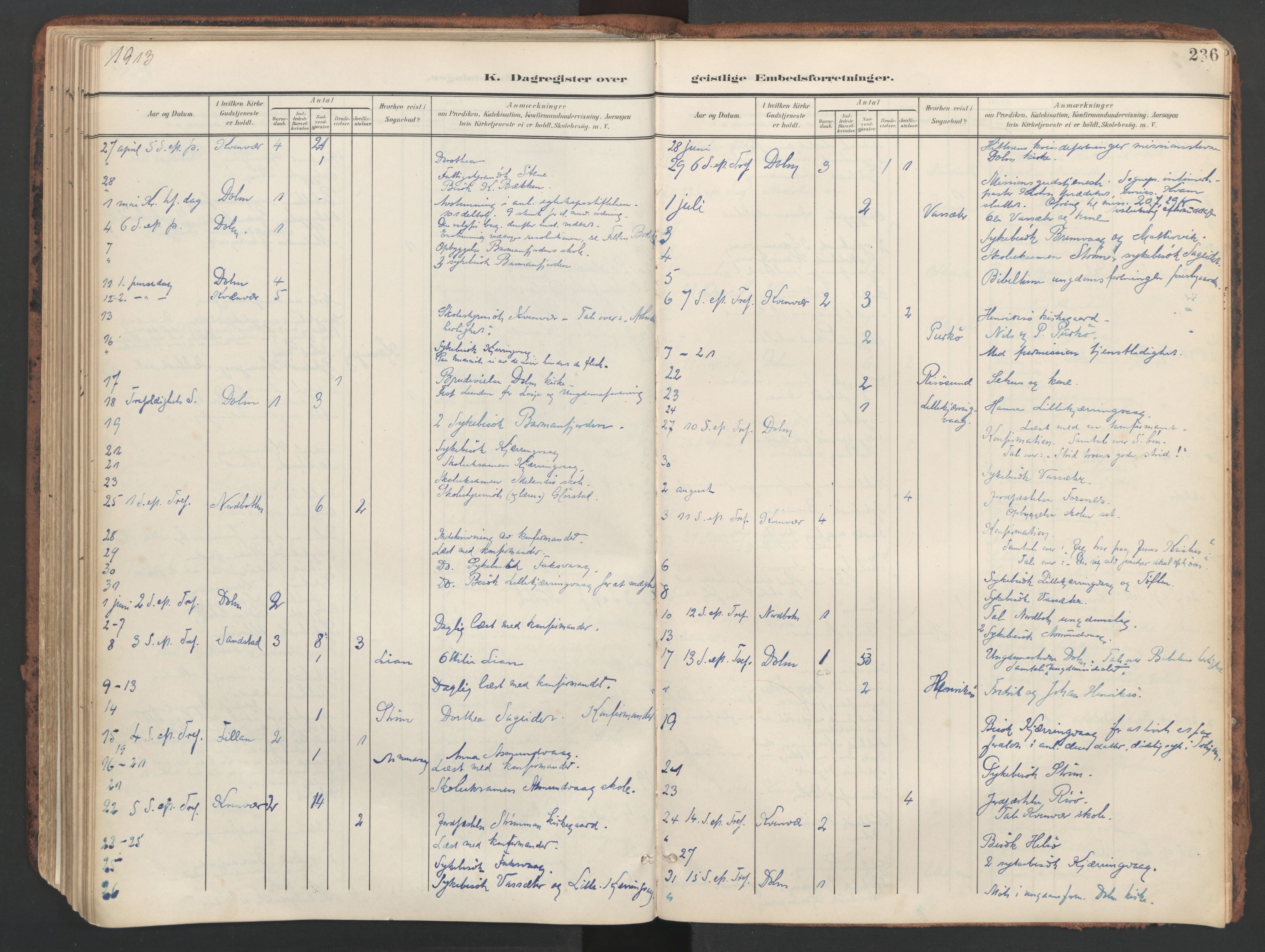 Ministerialprotokoller, klokkerbøker og fødselsregistre - Sør-Trøndelag, SAT/A-1456/634/L0537: Parish register (official) no. 634A13, 1896-1922, p. 236