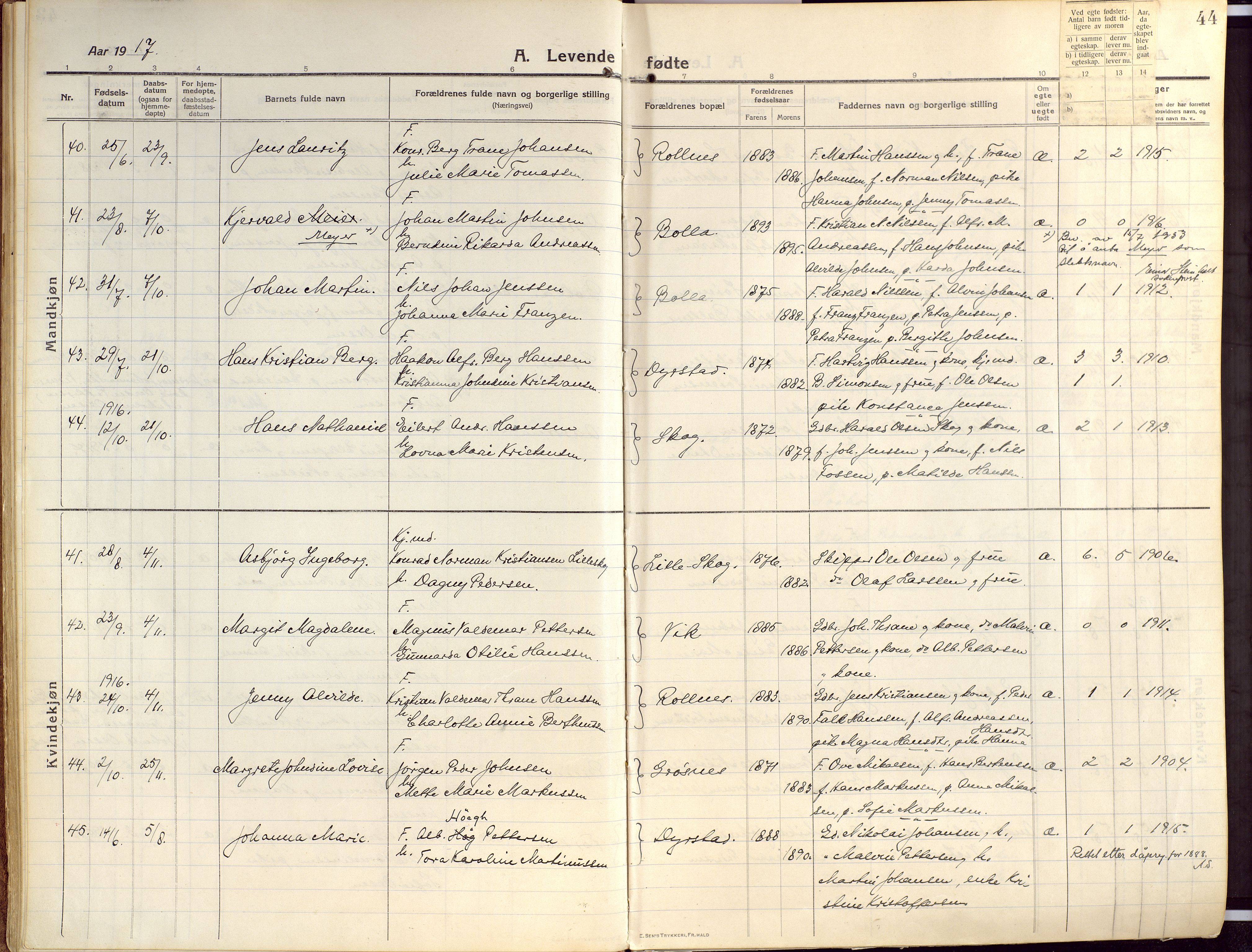 Ibestad sokneprestembete, AV/SATØ-S-0077/H/Ha/Haa/L0018kirke: Parish register (official) no. 18, 1915-1929, p. 44