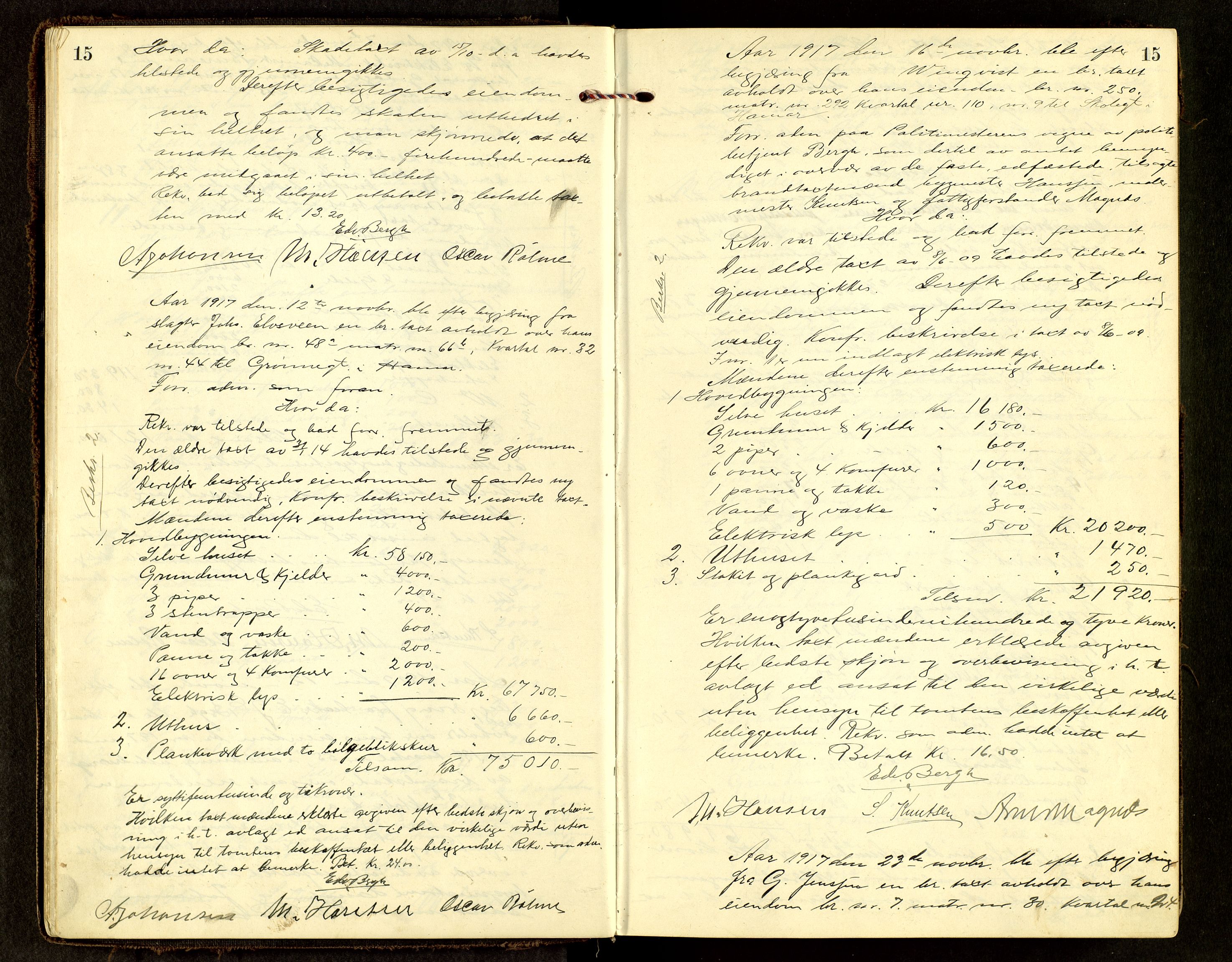 Norges Brannkasse, Hamar, AV/SAH-NBRANH-006/F/Fa/L0008: Branntakstprotokoll, 1917-1927, p. 15