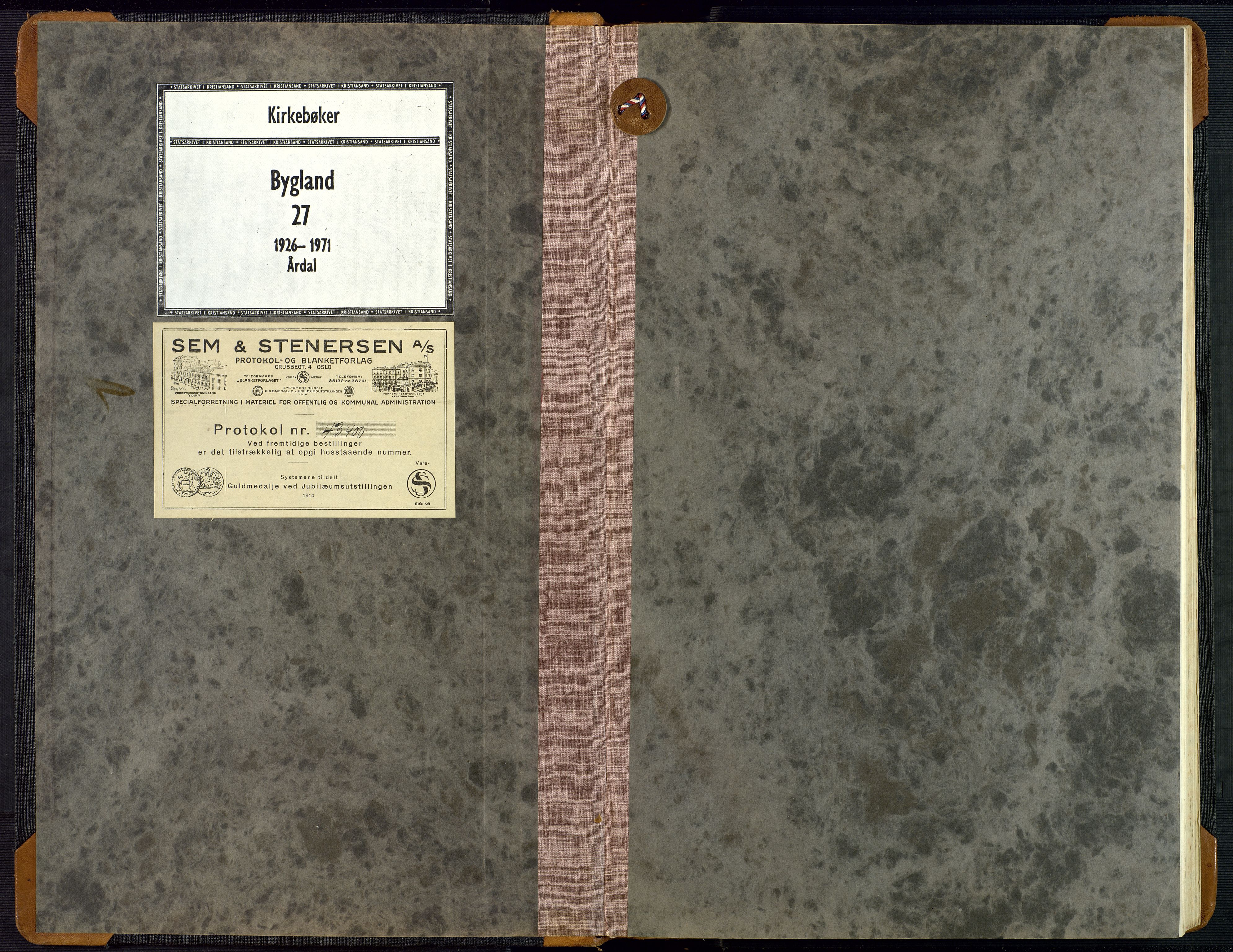 Bygland sokneprestkontor, SAK/1111-0006/F/Fb/Fbd/L0004: Parish register (copy) no. B 4, 1926-1971