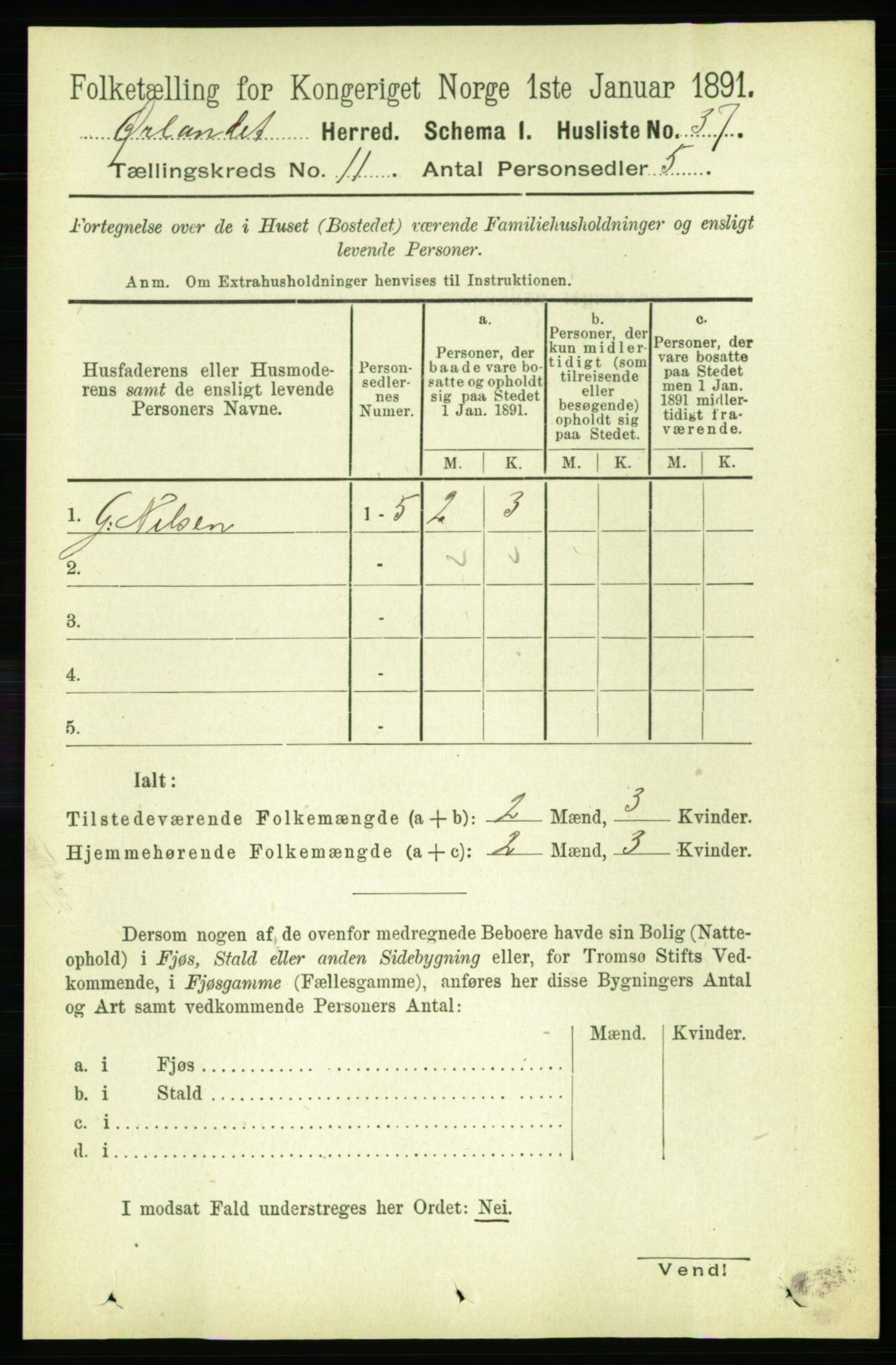 RA, 1891 census for 1621 Ørland, 1891, p. 4890