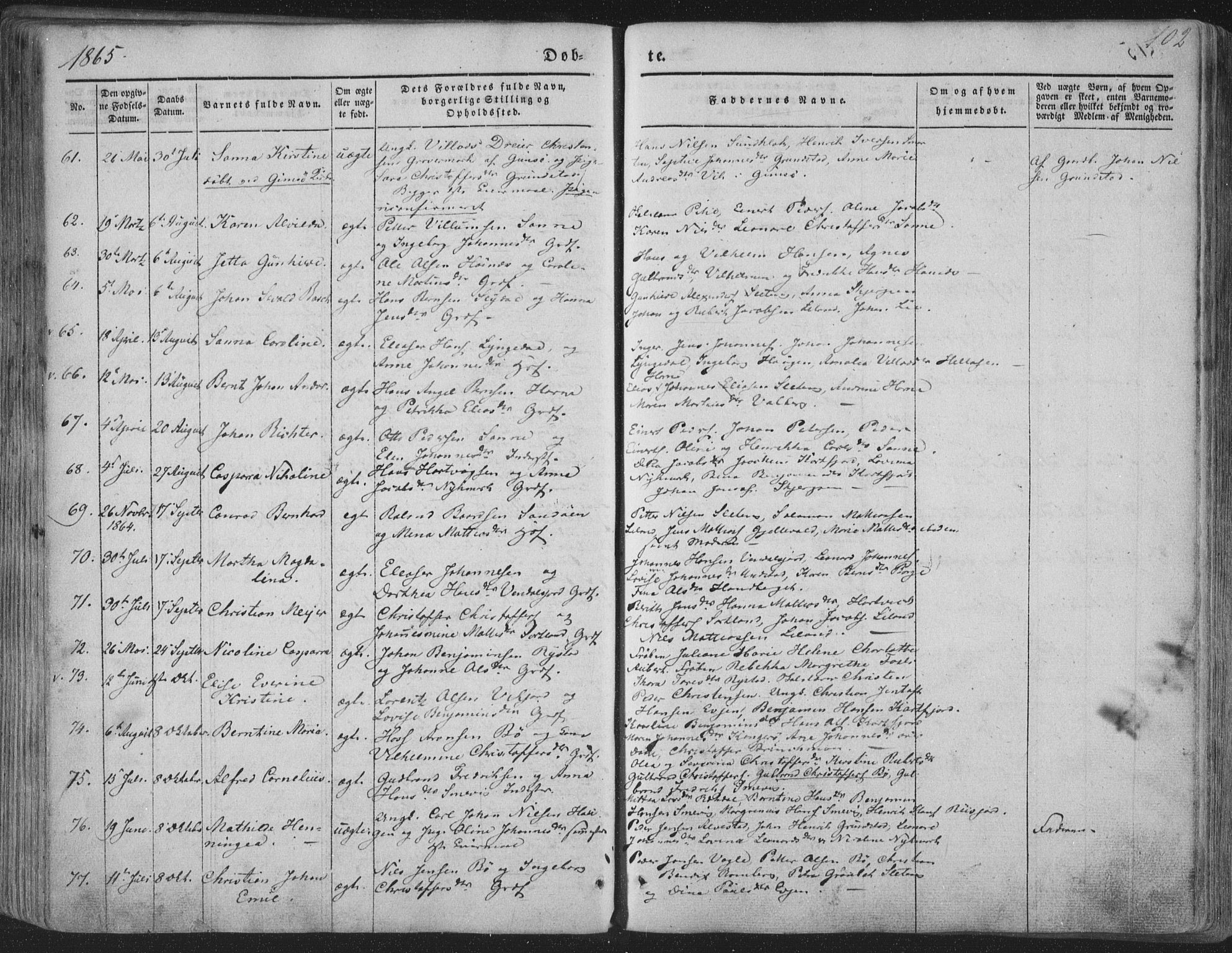 Ministerialprotokoller, klokkerbøker og fødselsregistre - Nordland, AV/SAT-A-1459/880/L1131: Parish register (official) no. 880A05, 1844-1868, p. 102