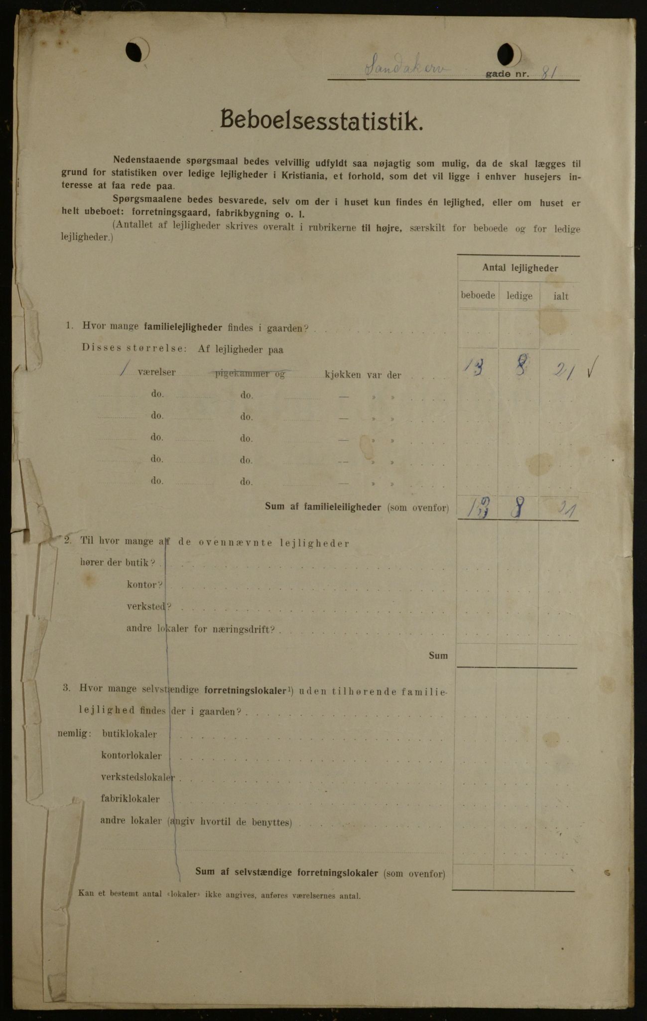 OBA, Municipal Census 1908 for Kristiania, 1908, p. 78781