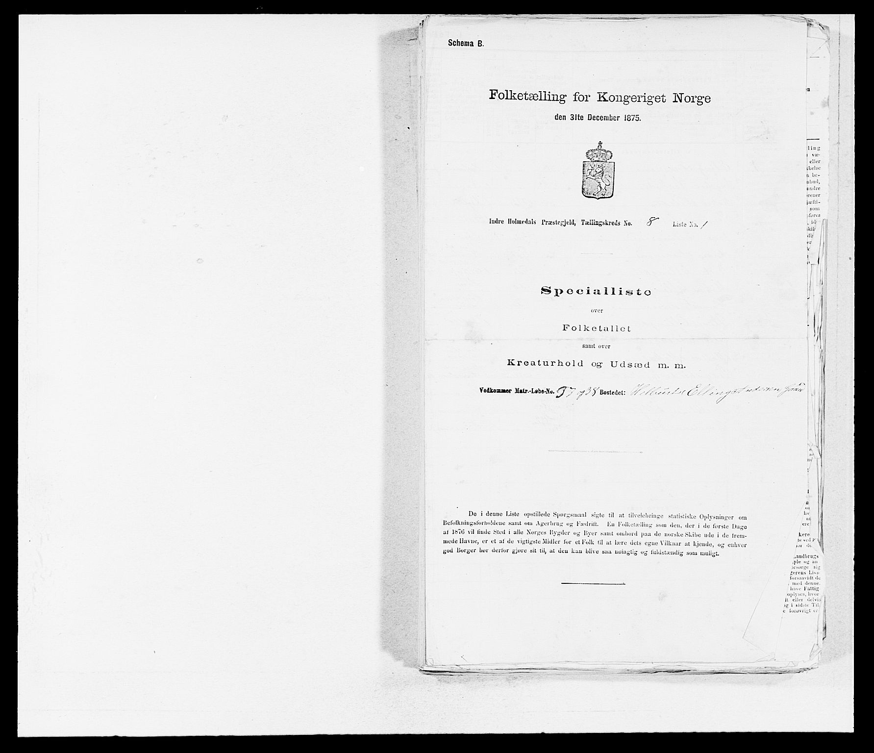 SAB, 1875 census for 1430P Indre Holmedal, 1875, p. 857