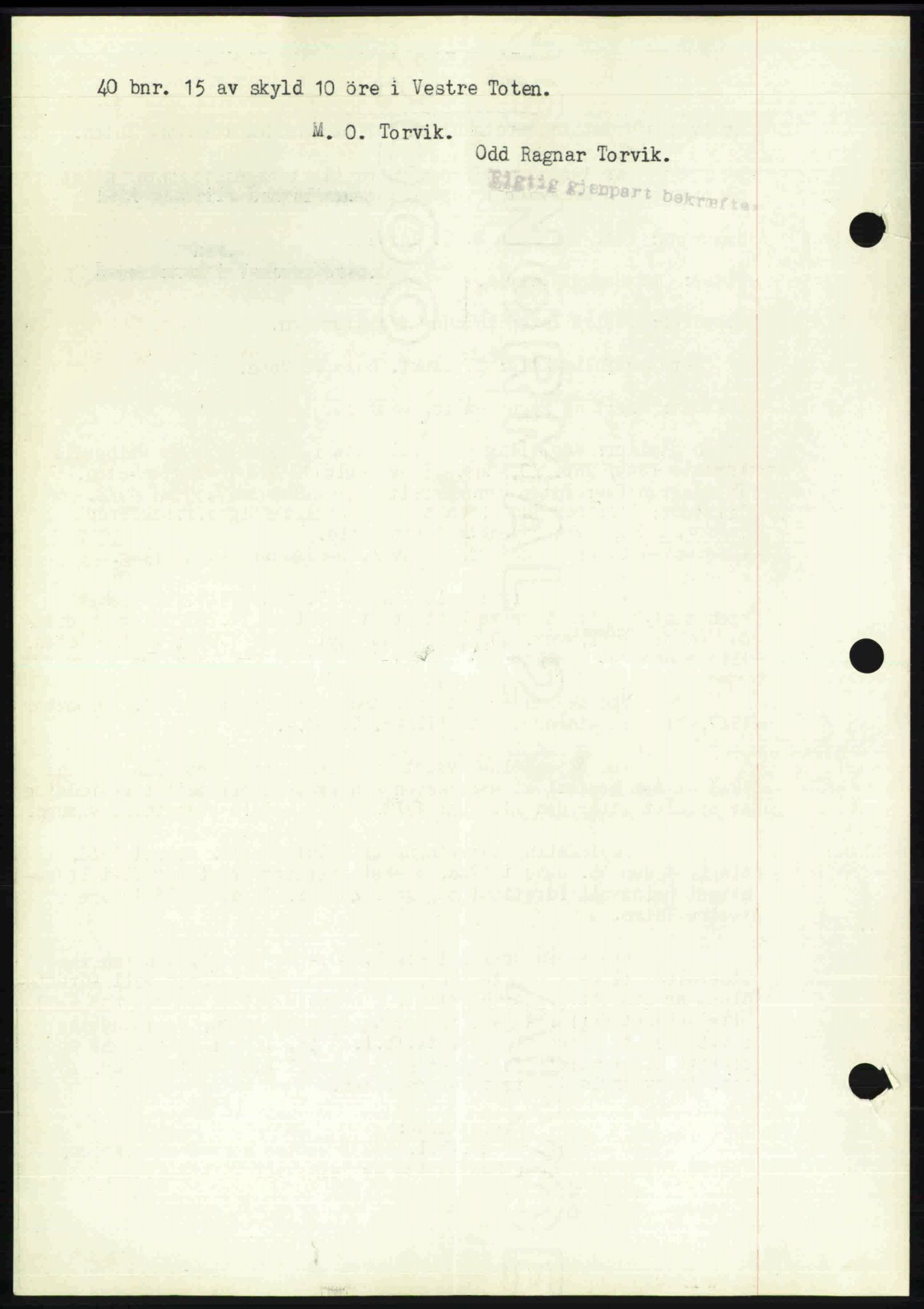 Toten tingrett, SAH/TING-006/H/Hb/Hbc/L0020: Mortgage book no. Hbc-20, 1948-1948, Diary no: : 3152/1948