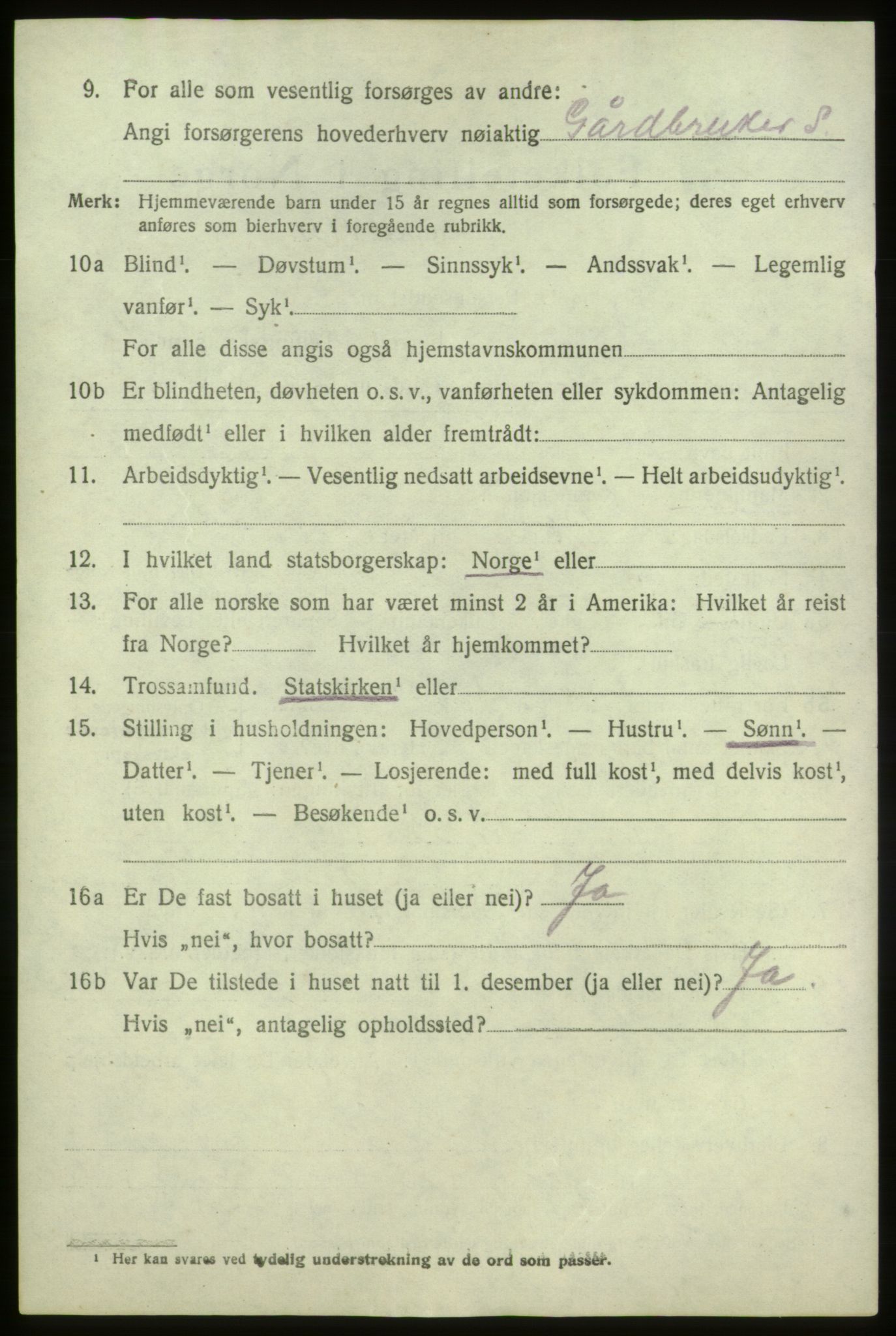 SAB, 1920 census for Sveio, 1920, p. 727