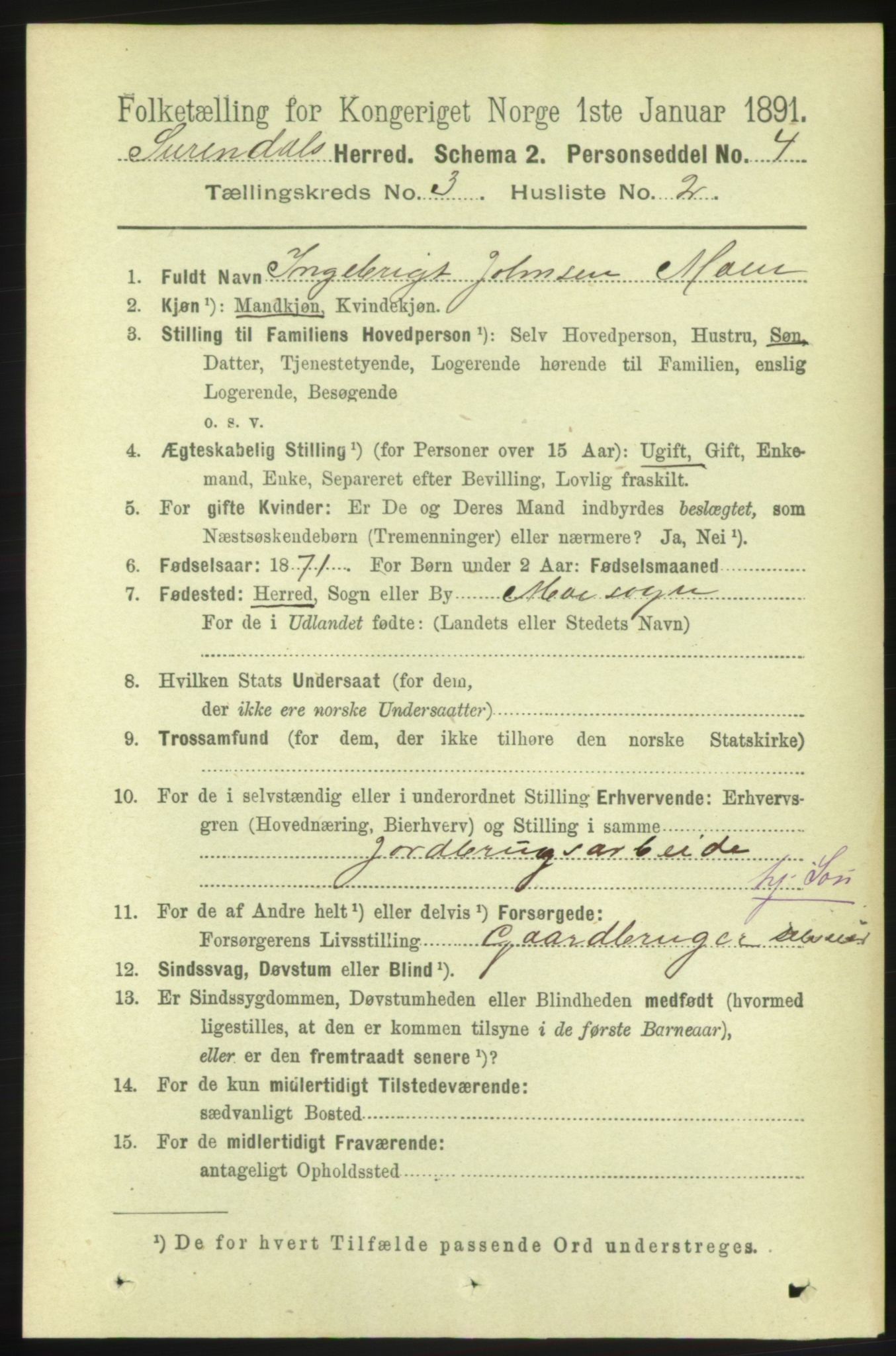 RA, 1891 census for 1566 Surnadal, 1891, p. 794