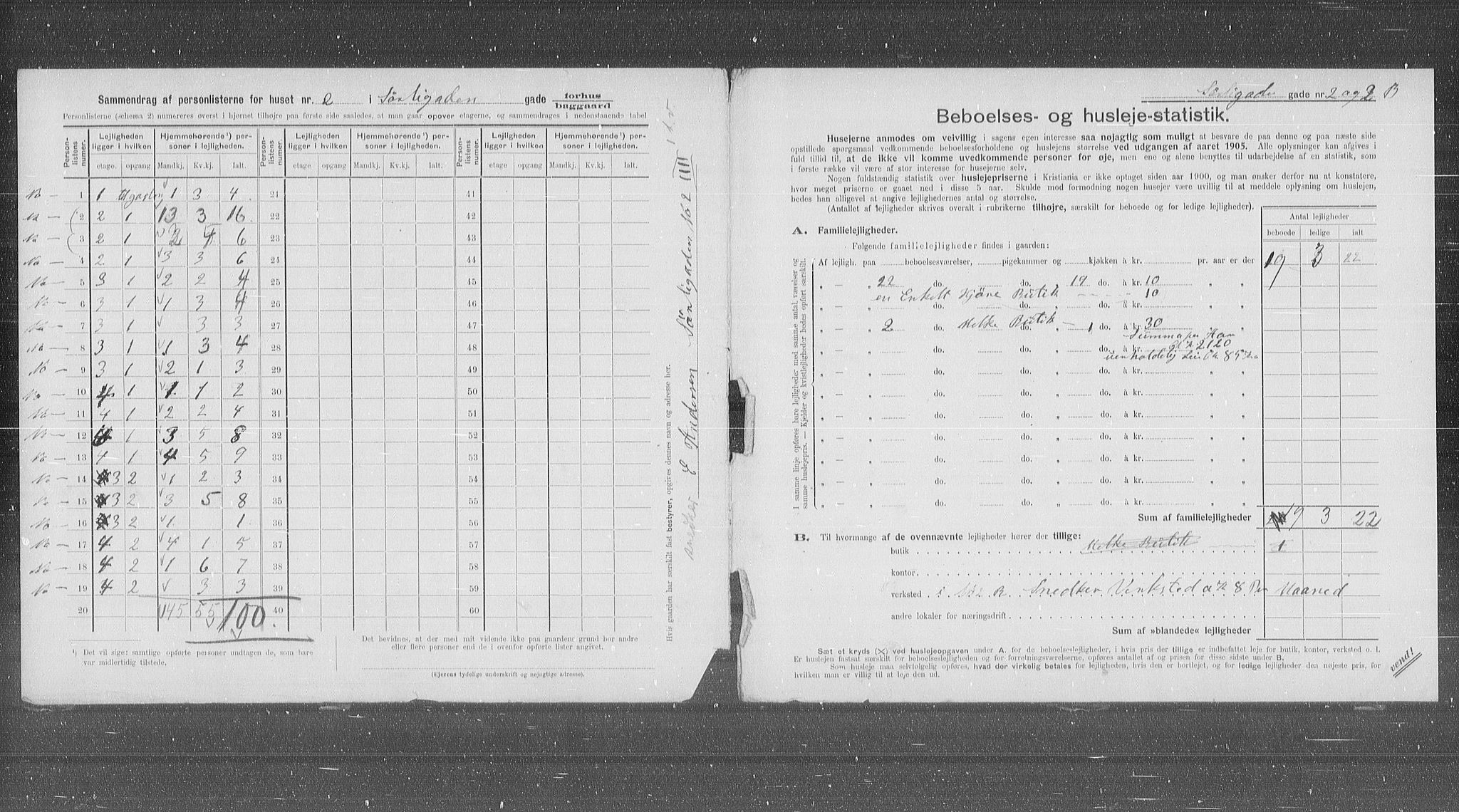 OBA, Municipal Census 1905 for Kristiania, 1905, p. 55722