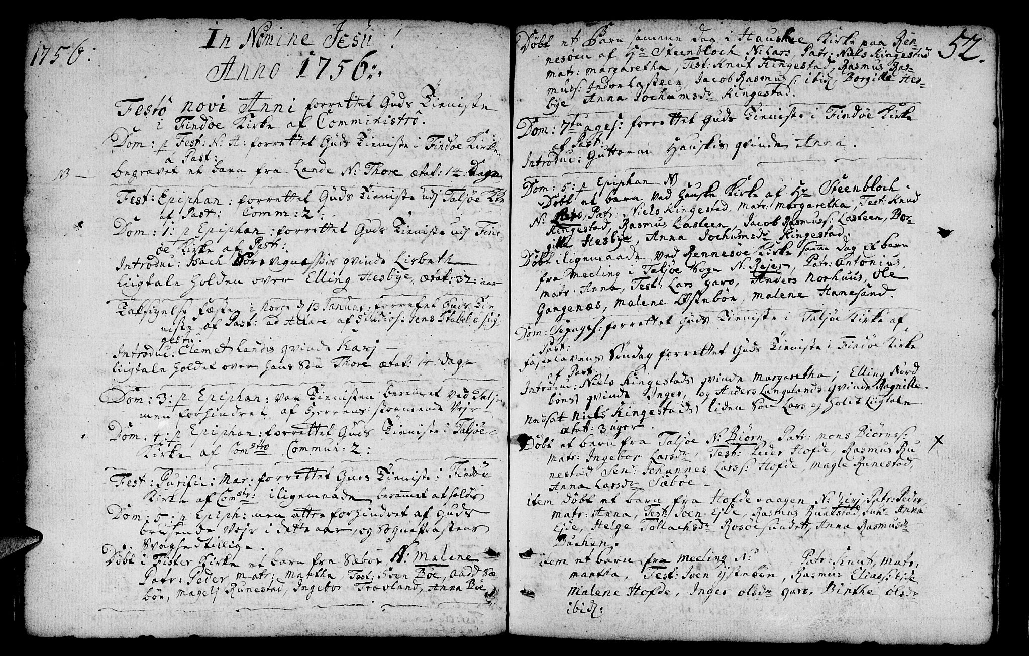 Finnøy sokneprestkontor, SAST/A-101825/H/Ha/Haa/L0004: Parish register (official) no. A 4, 1746-1772, p. 52
