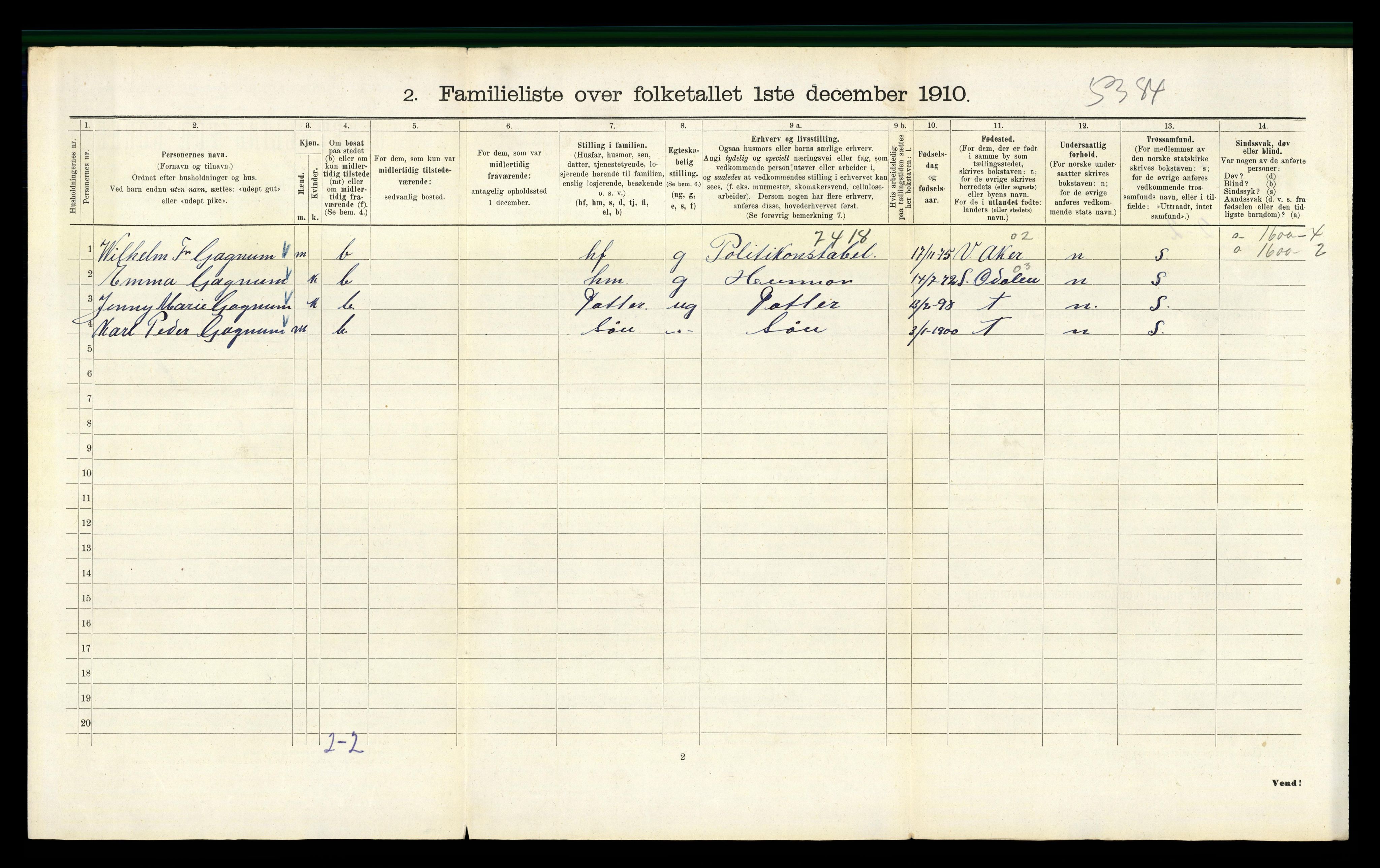 RA, 1910 census for Kristiania, 1910, p. 66386