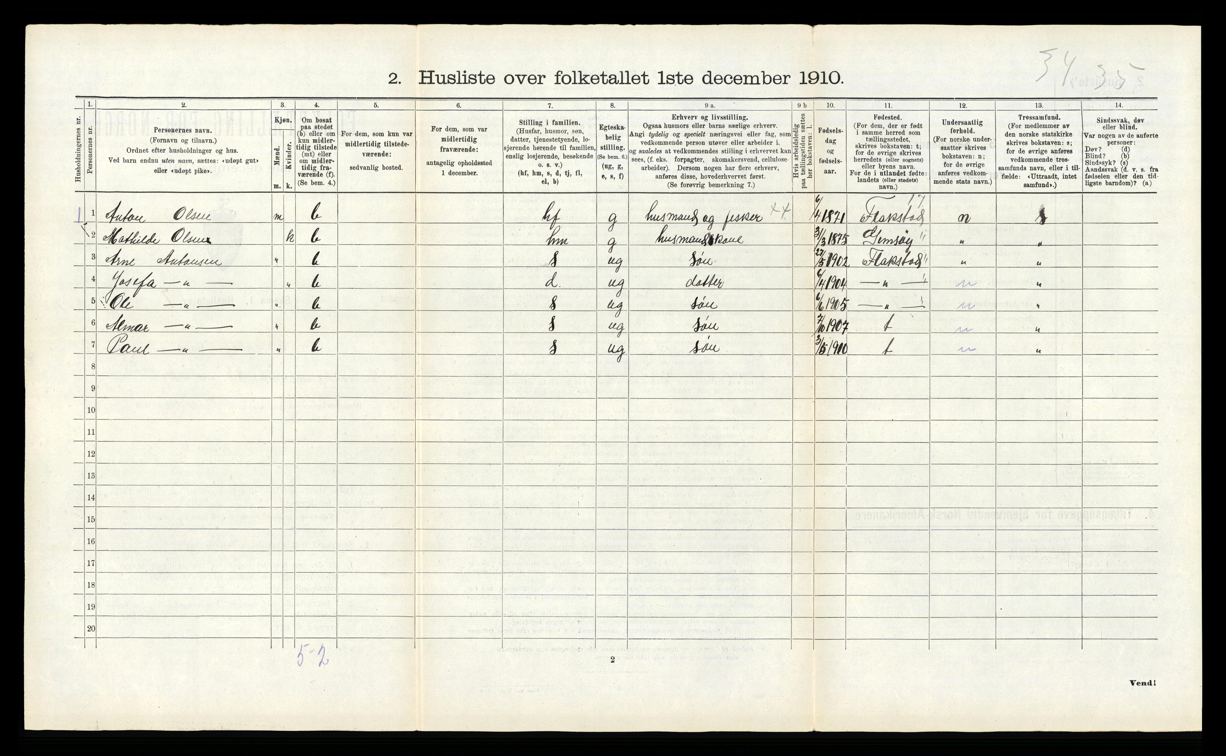 RA, 1910 census for Hamarøy, 1910, p. 1003