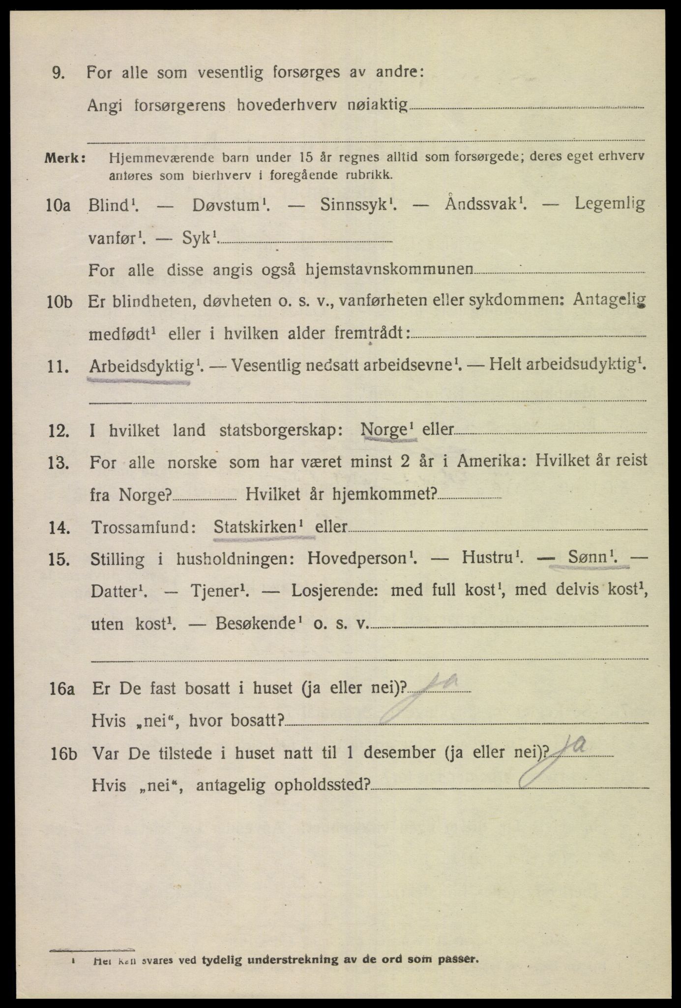 SAK, 1920 census for Spangereid, 1920, p. 3162