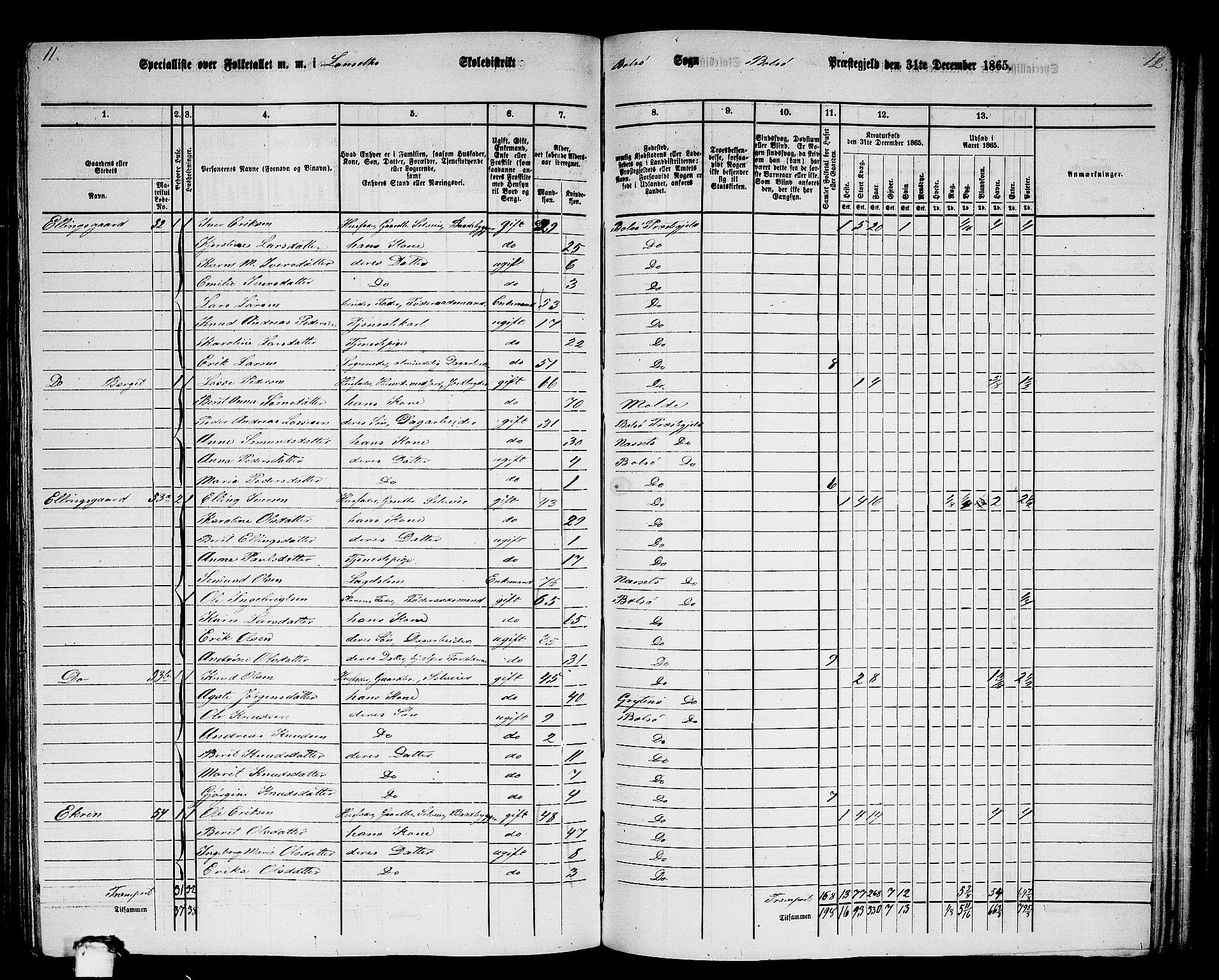 RA, 1865 census for Bolsøy, 1865, p. 54