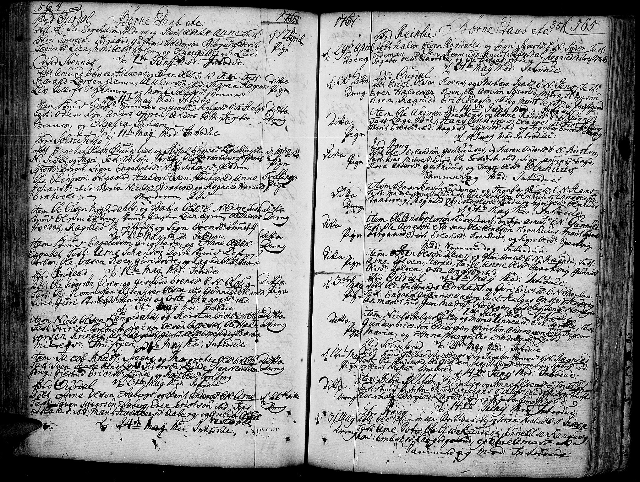 Aurdal prestekontor, AV/SAH-PREST-126/H/Ha/Haa/L0004: Parish register (official) no. 4, 1730-1762, p. 564-565
