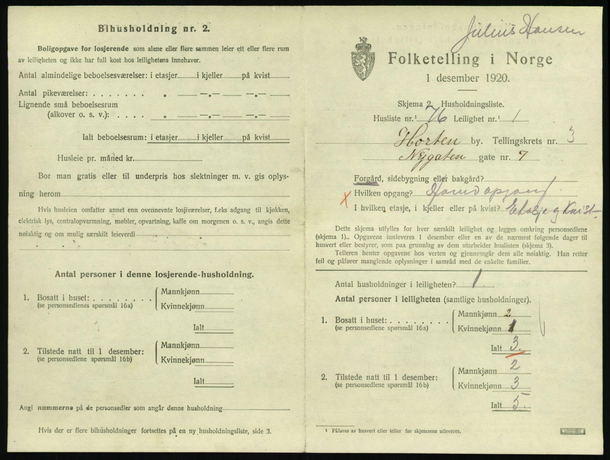 SAKO, 1920 census for Horten, 1920, p. 4391