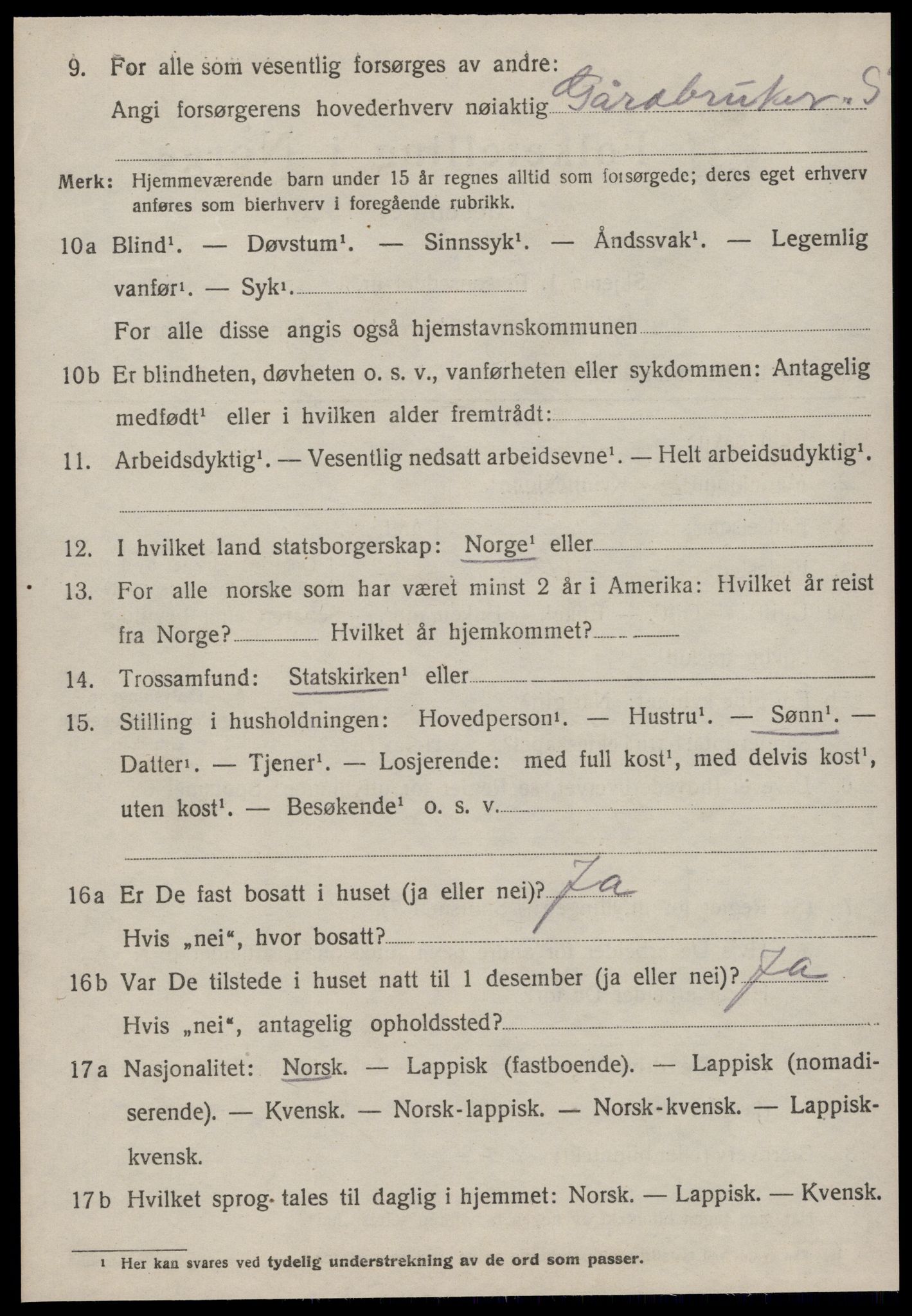 SAT, 1920 census for Stadsbygd, 1920, p. 3043