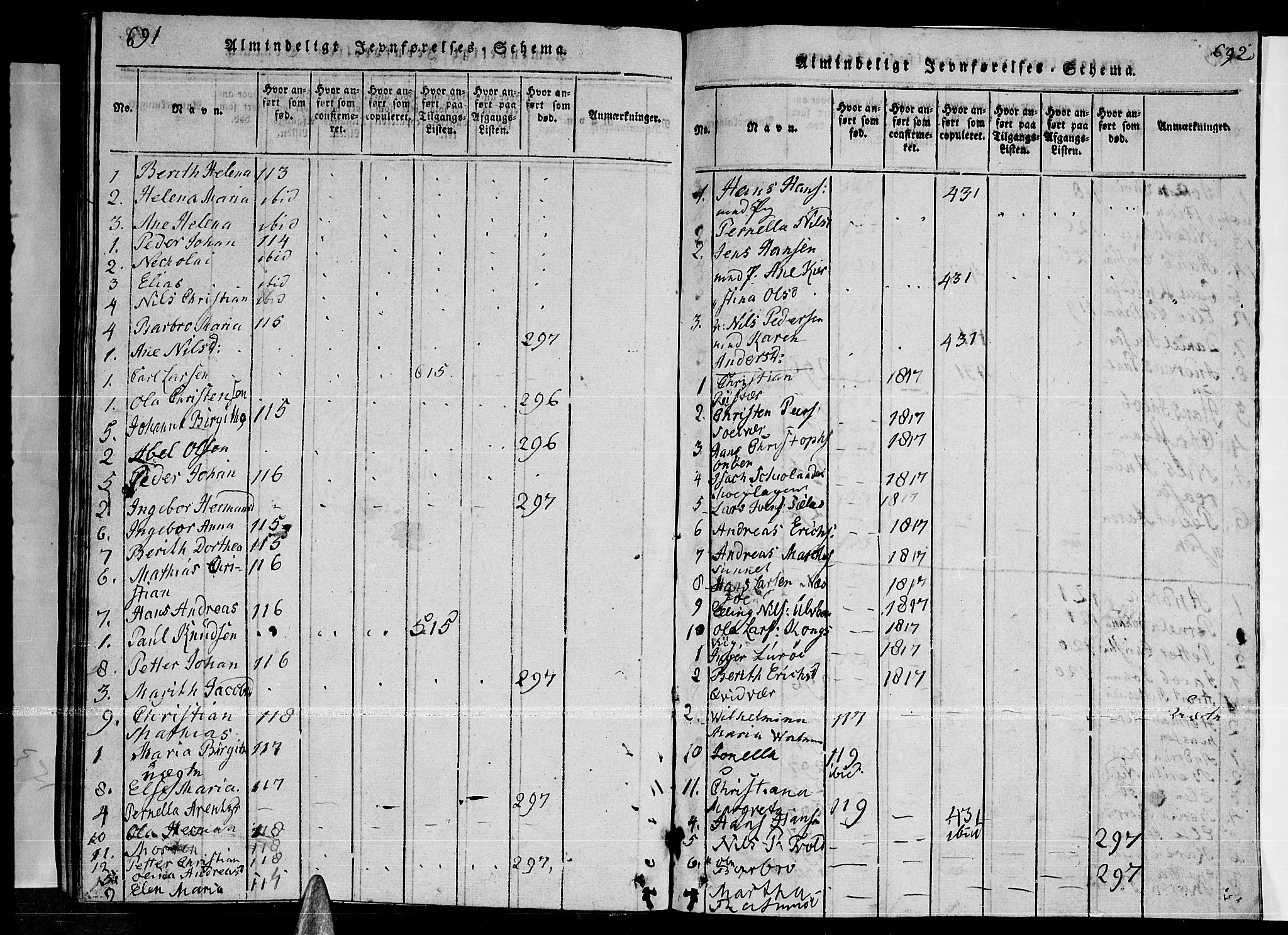 Ministerialprotokoller, klokkerbøker og fødselsregistre - Nordland, SAT/A-1459/841/L0593: Parish register (official) no. 841A04 /3, 1820-1825, p. 691-692