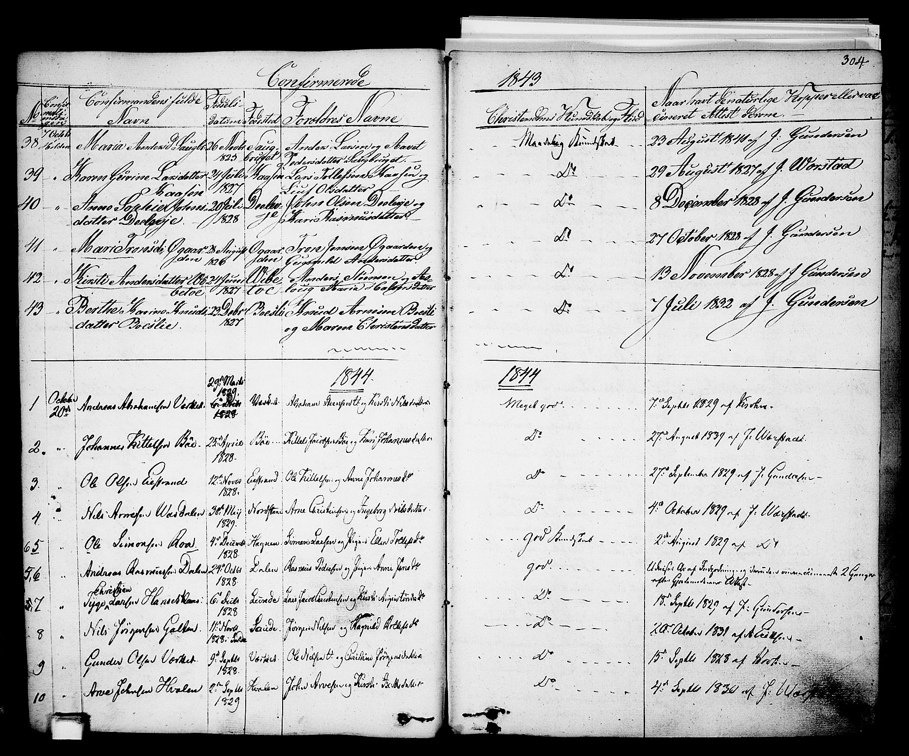 Holla kirkebøker, SAKO/A-272/F/Fa/L0004: Parish register (official) no. 4, 1830-1848, p. 304