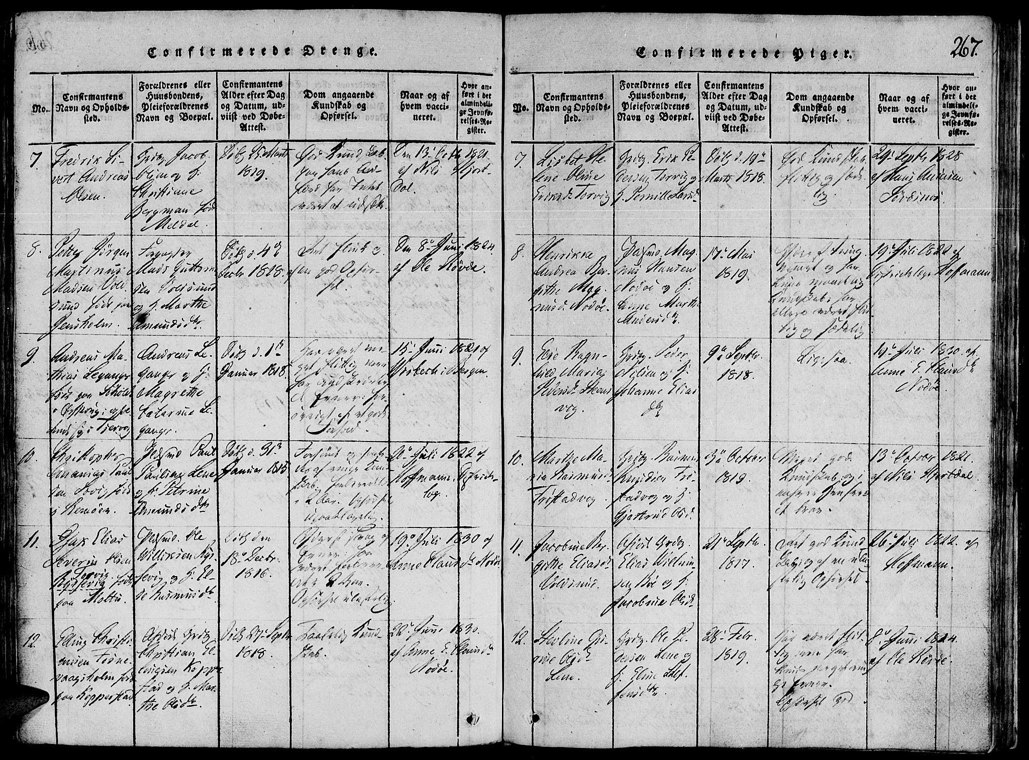 Ministerialprotokoller, klokkerbøker og fødselsregistre - Møre og Romsdal, AV/SAT-A-1454/507/L0069: Parish register (official) no. 507A04, 1816-1841, p. 267