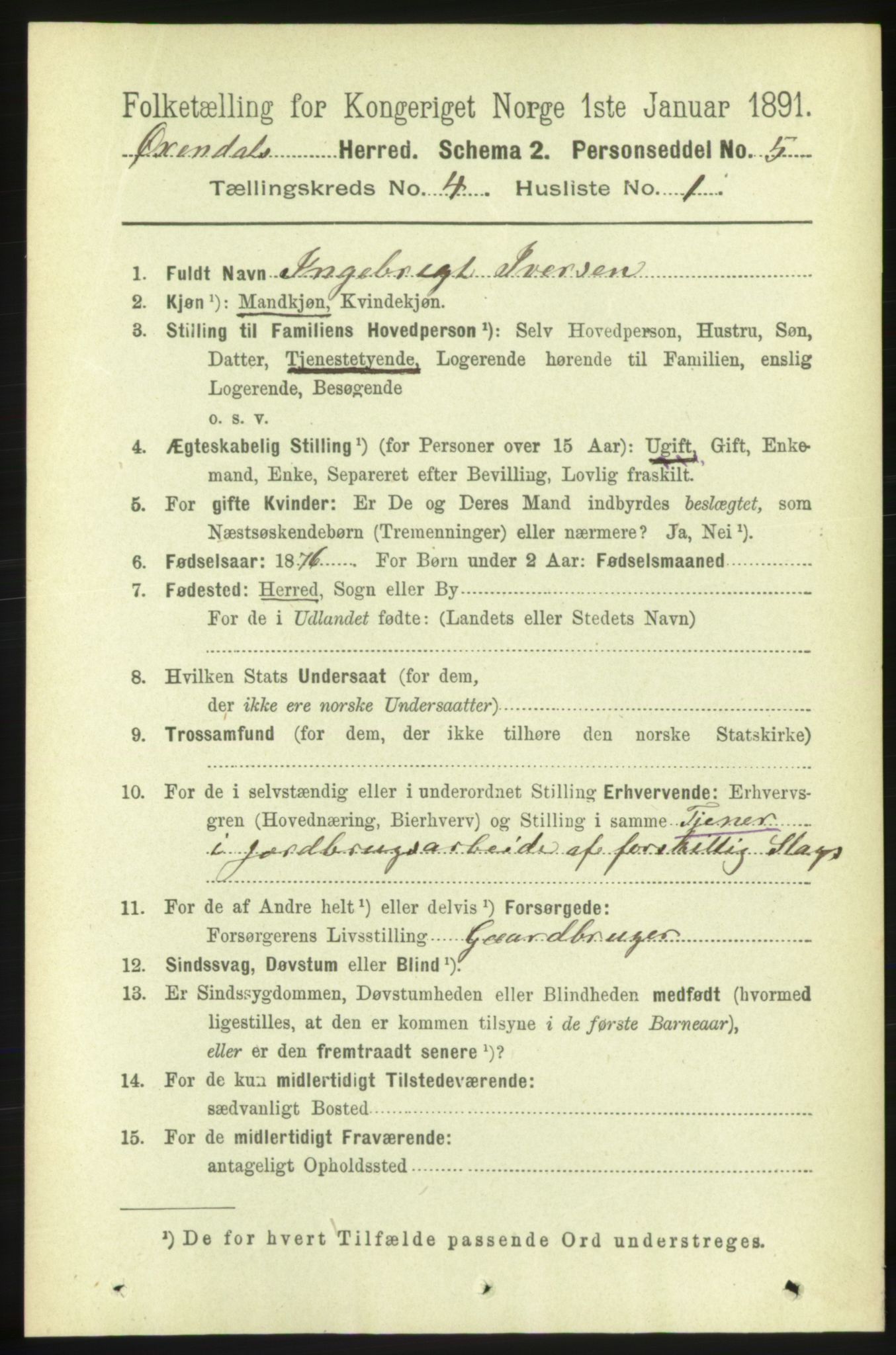 RA, 1891 census for 1561 Øksendal, 1891, p. 844