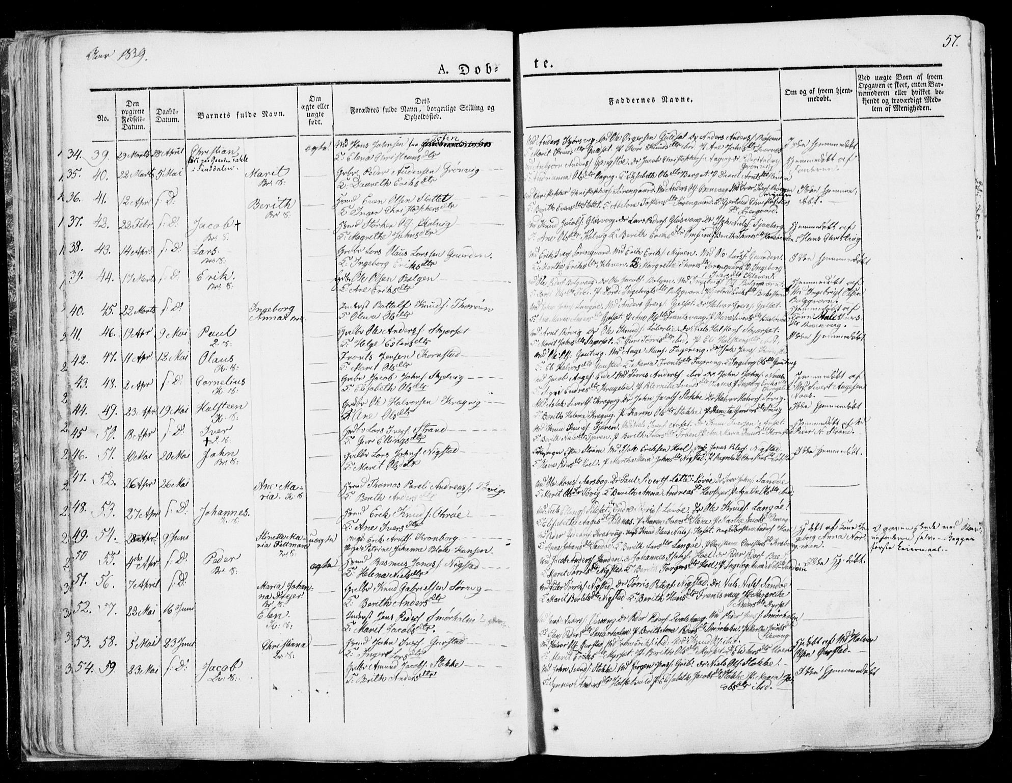 Ministerialprotokoller, klokkerbøker og fødselsregistre - Møre og Romsdal, AV/SAT-A-1454/568/L0803: Parish register (official) no. 568A10, 1830-1853, p. 57