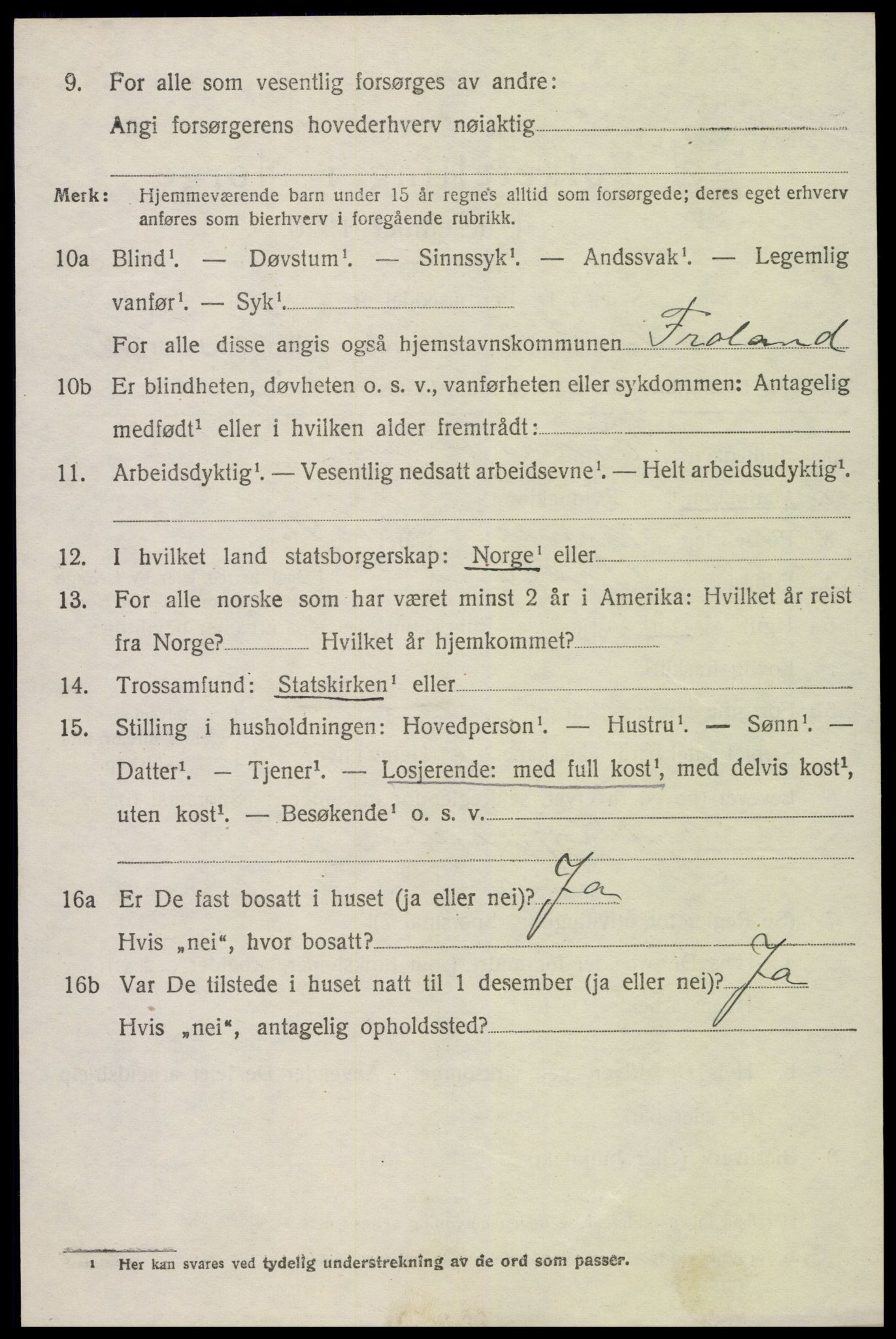 SAK, 1920 census for Froland, 1920, p. 2510