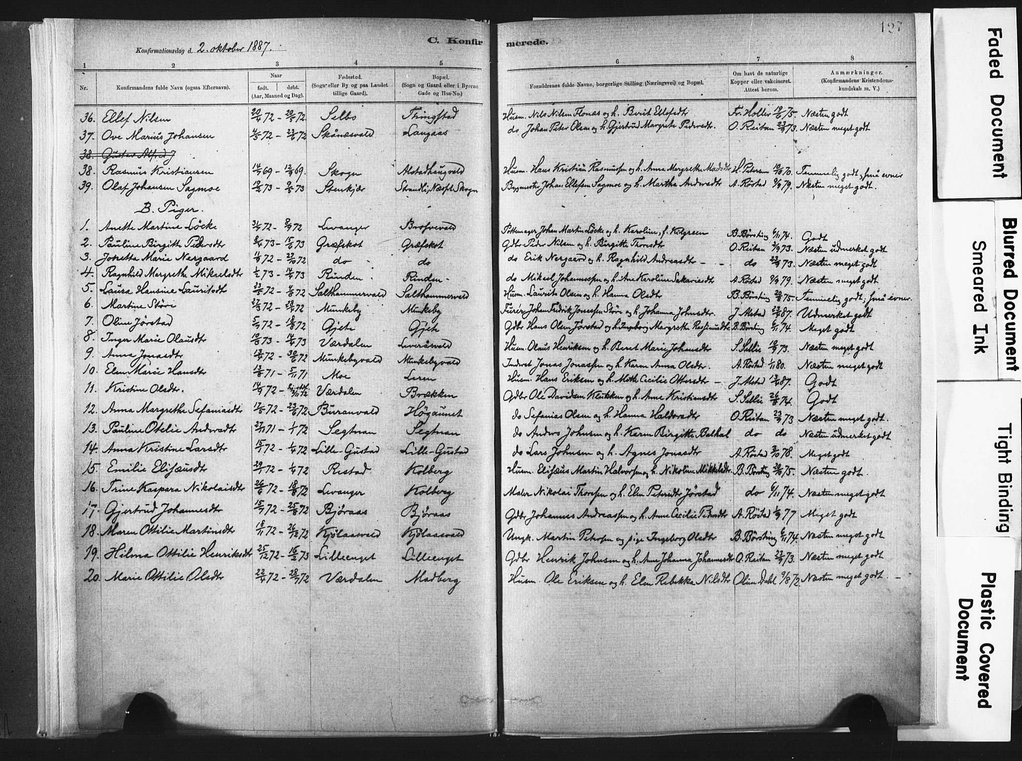 Ministerialprotokoller, klokkerbøker og fødselsregistre - Nord-Trøndelag, SAT/A-1458/721/L0207: Parish register (official) no. 721A02, 1880-1911, p. 127