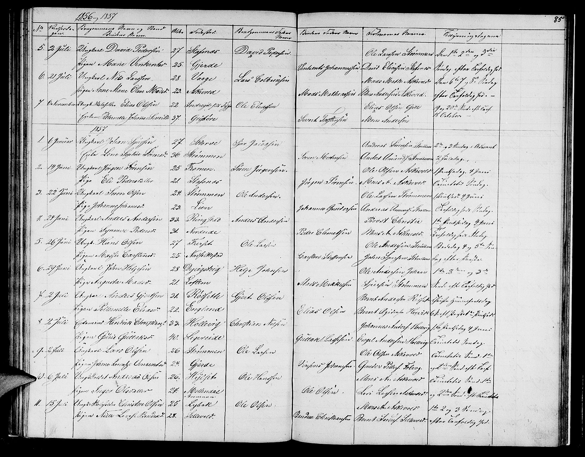 Askvoll sokneprestembete, AV/SAB-A-79501/H/Hab/Haba/L0001: Parish register (copy) no. A 1, 1853-1872, p. 85