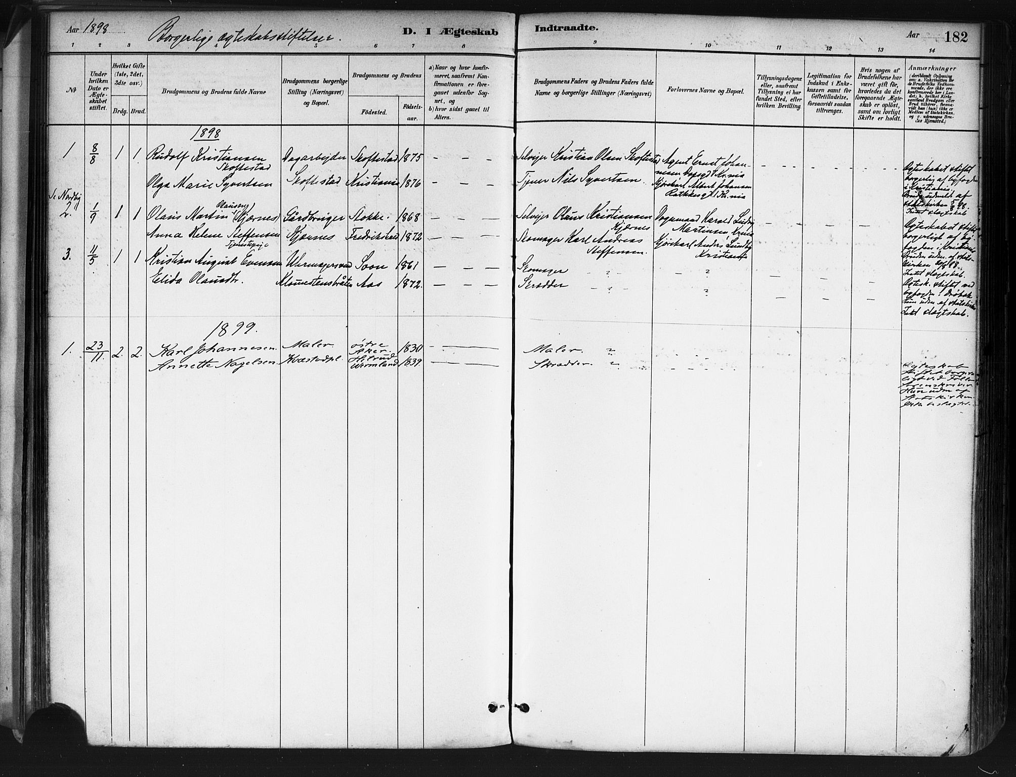 Ås prestekontor Kirkebøker, SAO/A-10894/F/Fa/L0009: Parish register (official) no. I 9, 1881-1900, p. 182