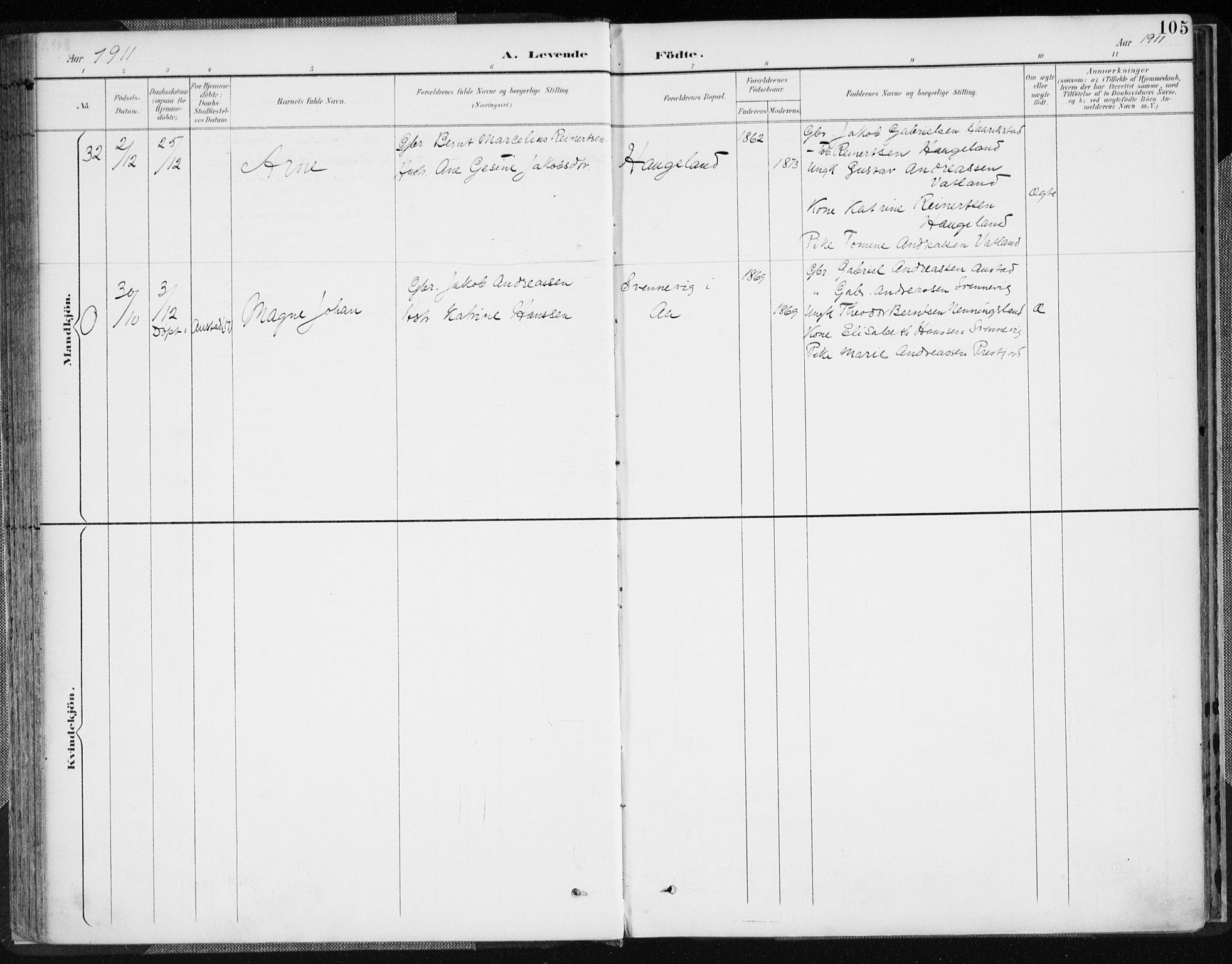 Lyngdal sokneprestkontor, AV/SAK-1111-0029/F/Fa/Fac/L0012: Parish register (official) no. A 12, 1894-1918, p. 105