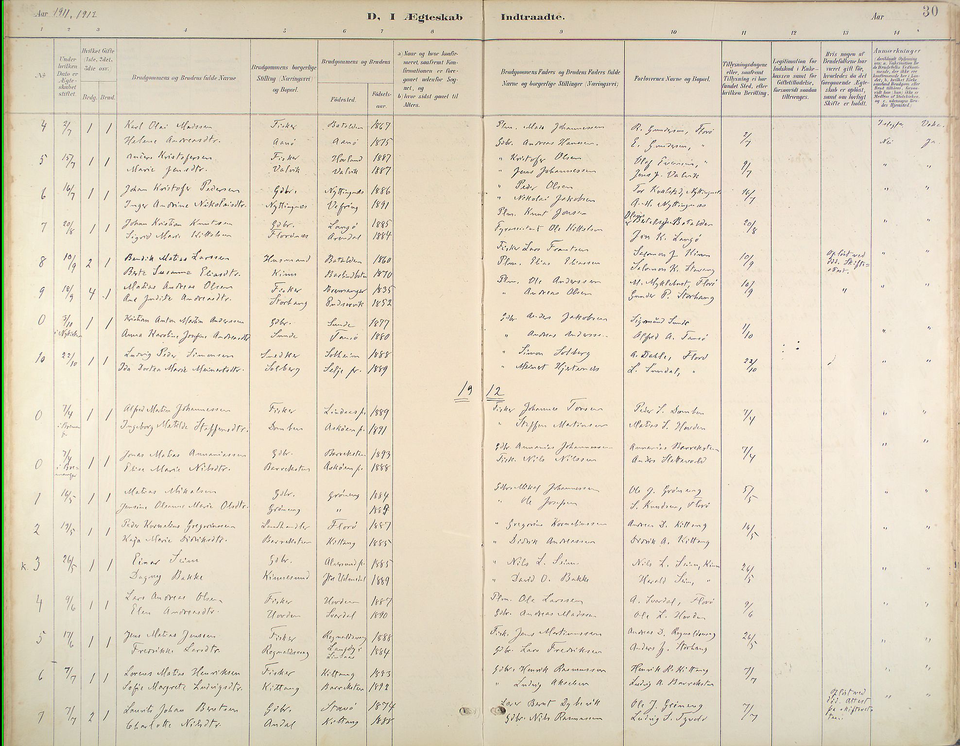 Kinn sokneprestembete, SAB/A-80801/H/Haa/Haab/L0011: Parish register (official) no. B 11, 1886-1936, p. 30