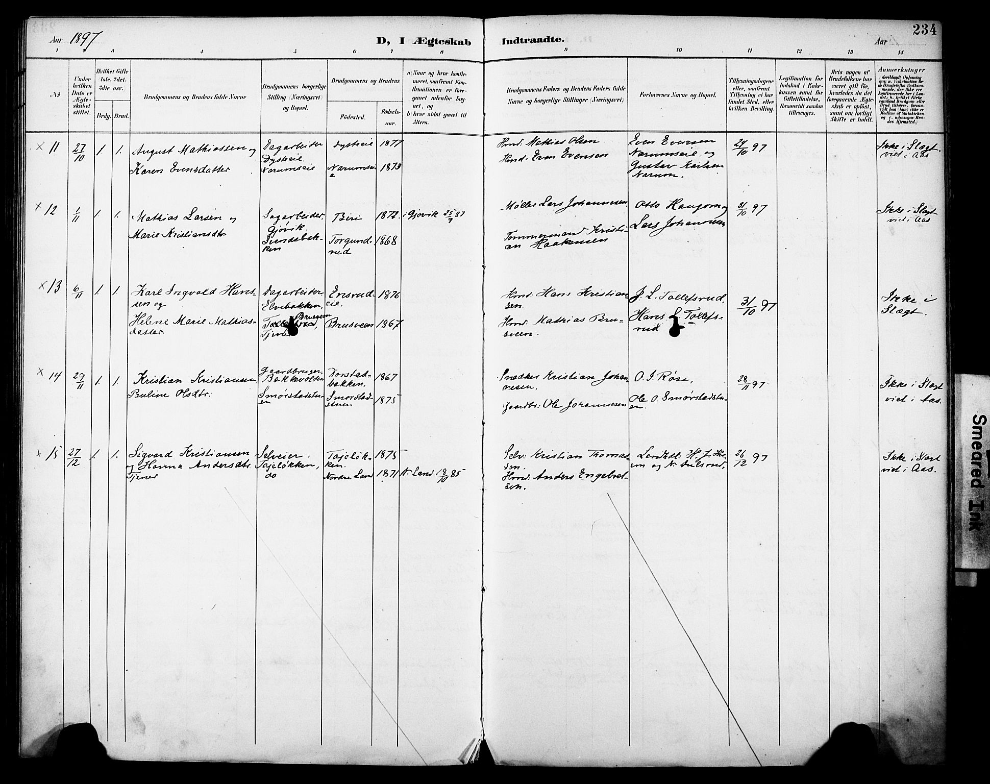 Vestre Toten prestekontor, SAH/PREST-108/H/Ha/Haa/L0013: Parish register (official) no. 13, 1895-1911, p. 234