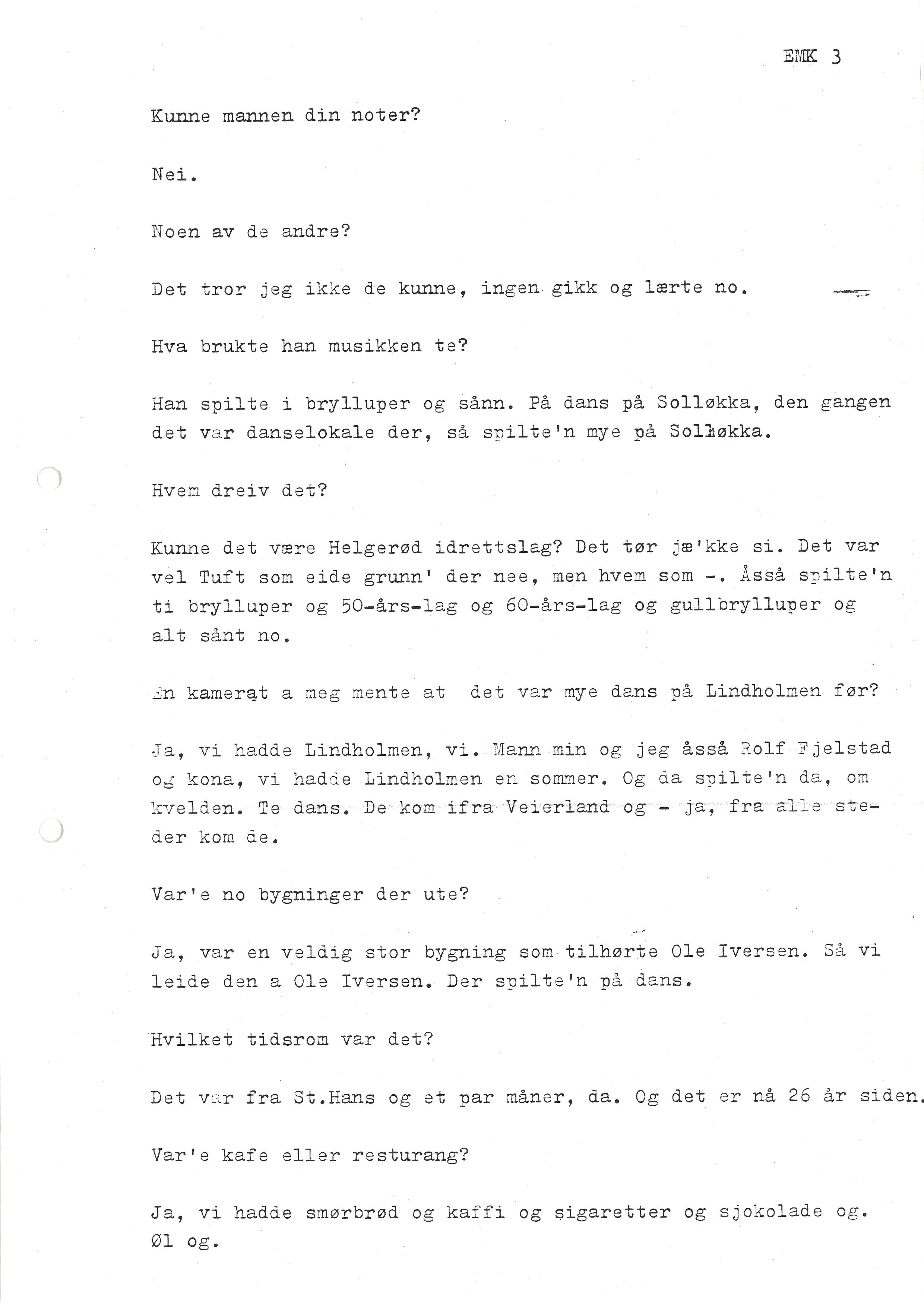 Sa 16 - Folkemusikk fra Vestfold, Gjerdesamlingen, VEMU/A-1868/I/L0001: Informantregister med intervjunedtegnelser, 1979-1986