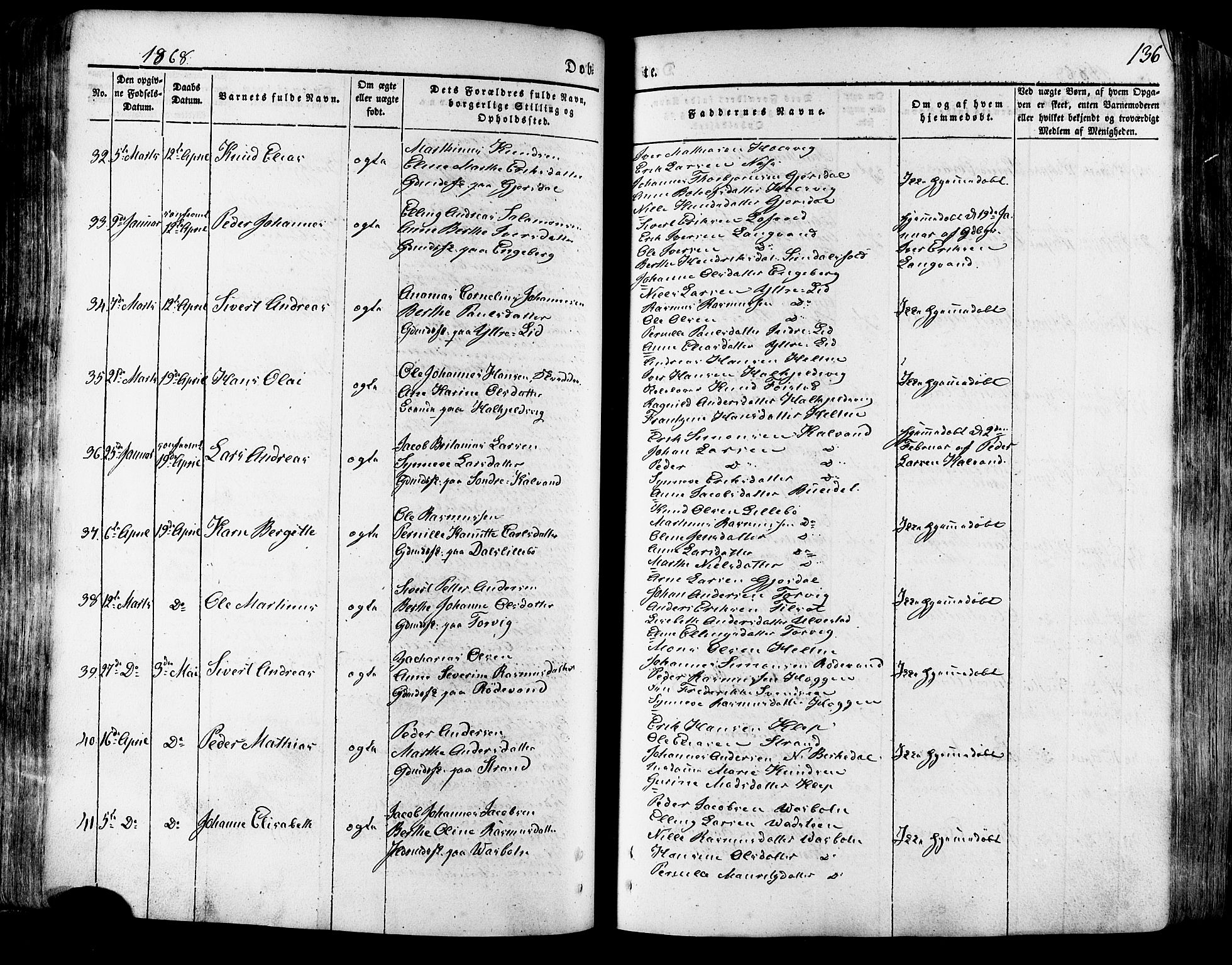 Ministerialprotokoller, klokkerbøker og fødselsregistre - Møre og Romsdal, AV/SAT-A-1454/511/L0140: Parish register (official) no. 511A07, 1851-1878, p. 136