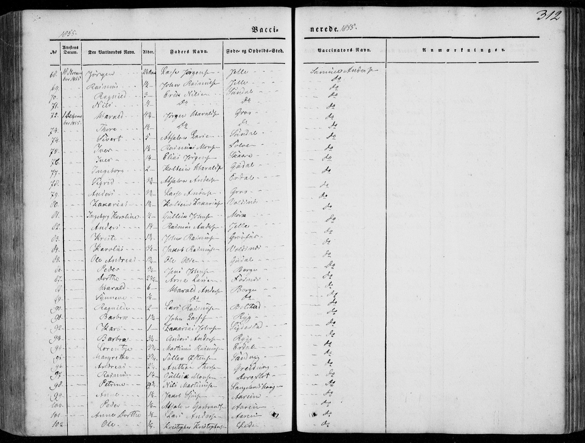 Stryn Sokneprestembete, AV/SAB-A-82501: Parish register (official) no. A 2, 1844-1861, p. 312