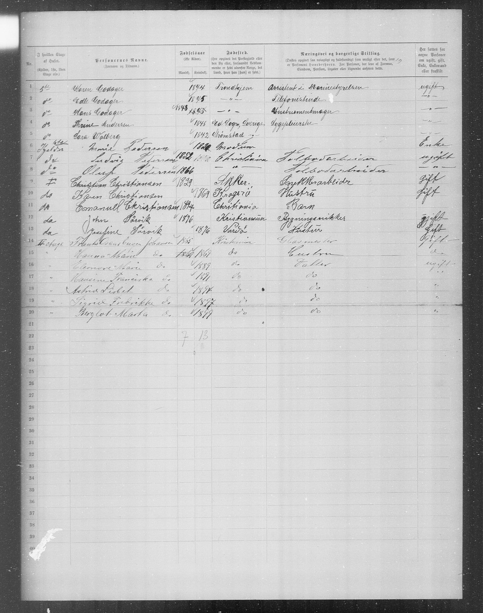 OBA, Municipal Census 1899 for Kristiania, 1899, p. 13076