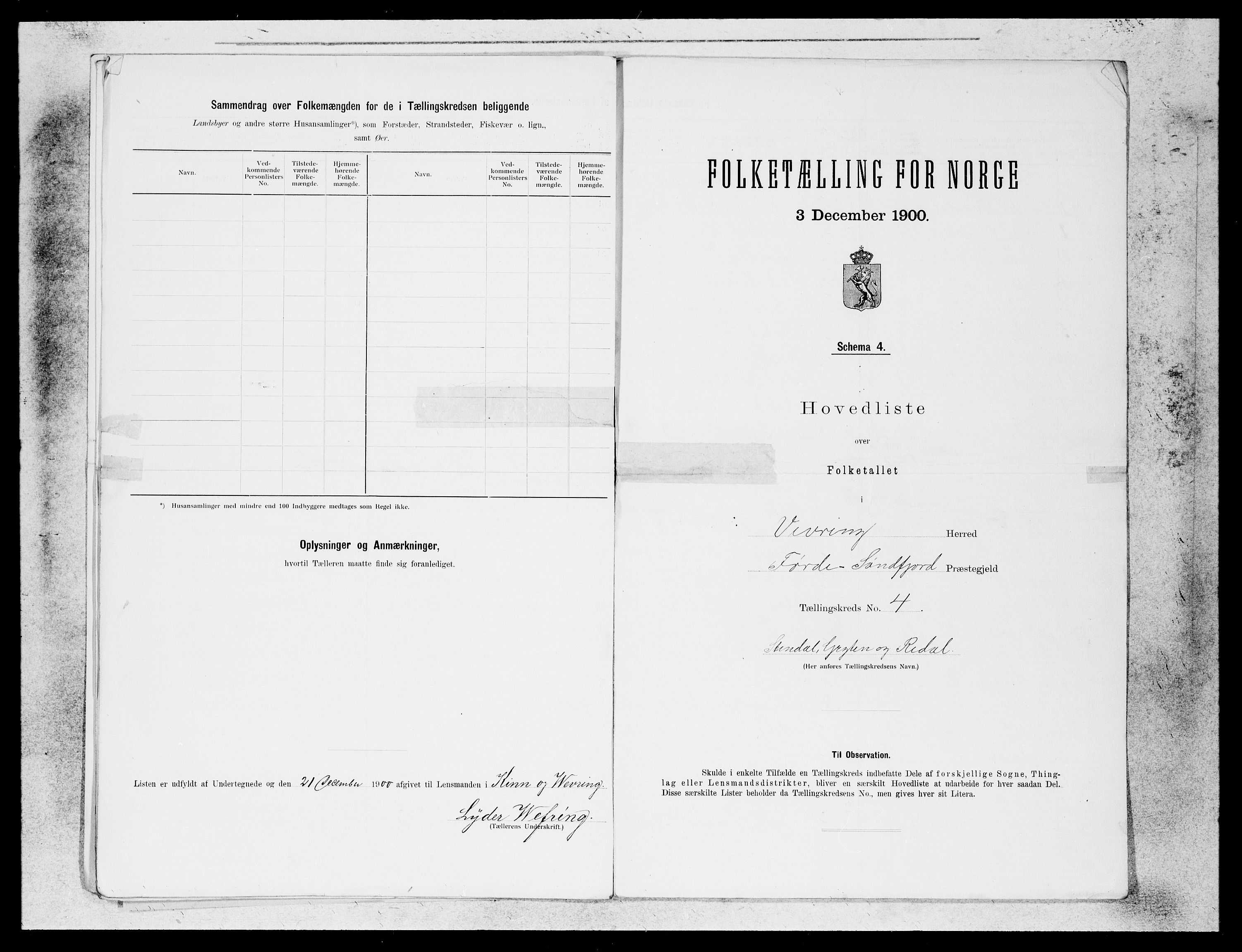 SAB, 1900 census for Vevring, 1900, p. 7