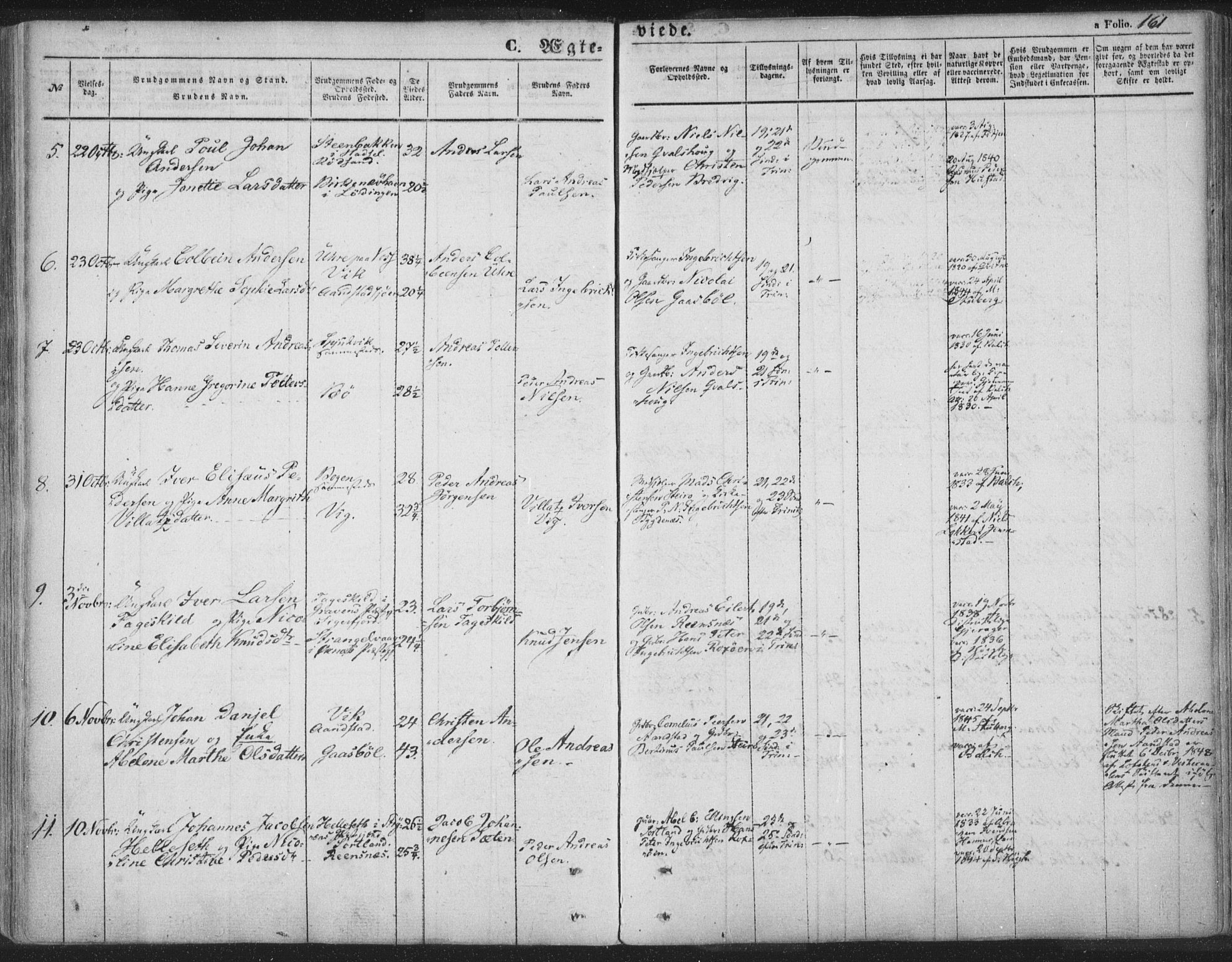 Ministerialprotokoller, klokkerbøker og fødselsregistre - Nordland, AV/SAT-A-1459/895/L1369: Parish register (official) no. 895A04, 1852-1872, p. 161