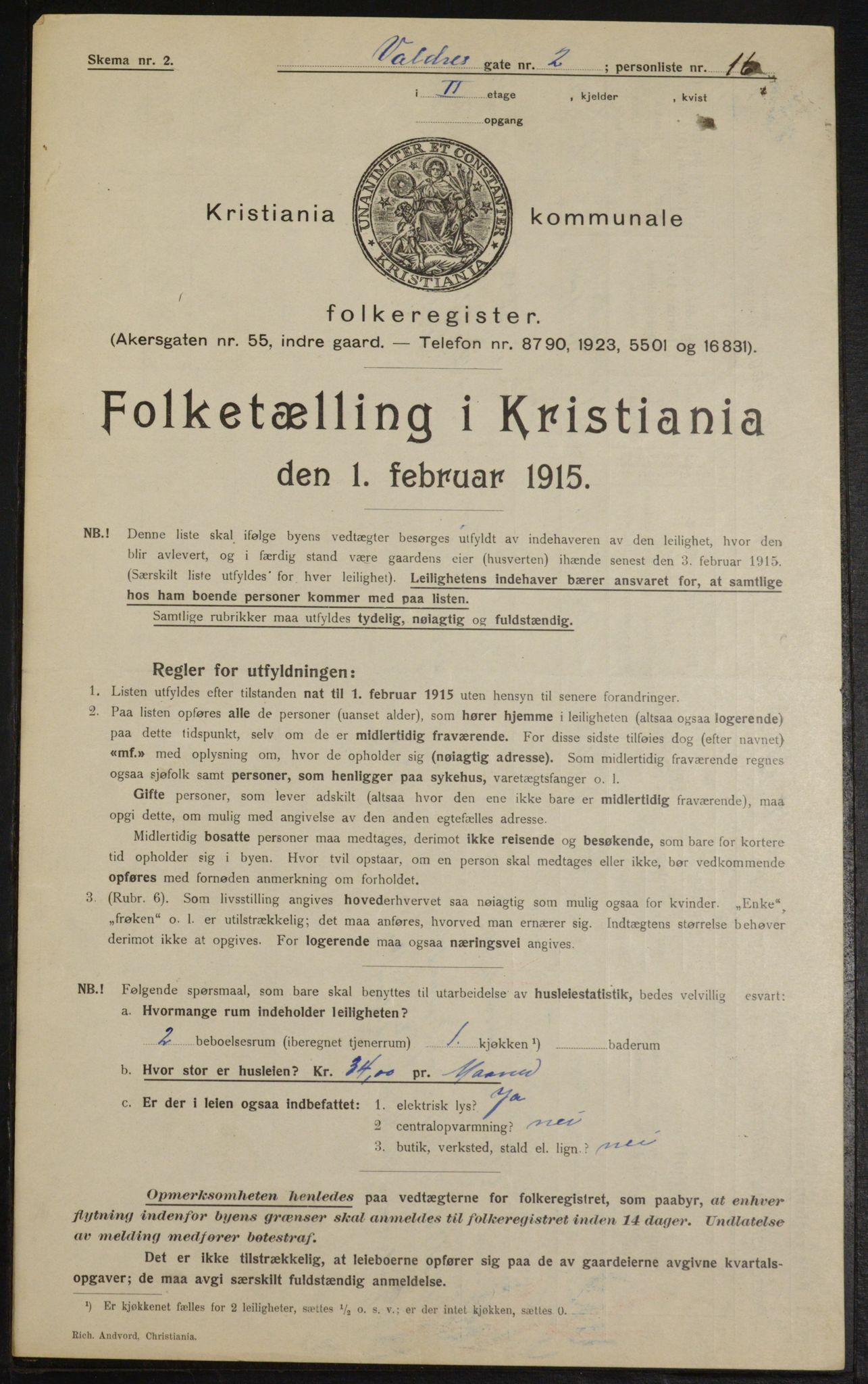 OBA, Municipal Census 1915 for Kristiania, 1915, p. 122266