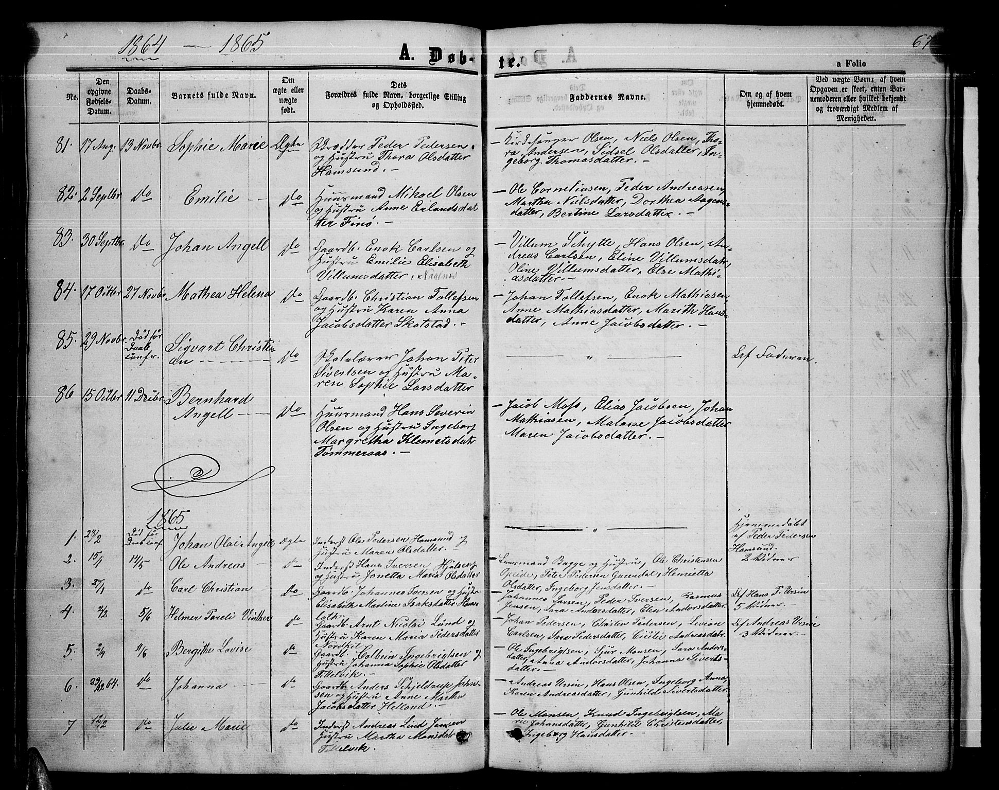 Ministerialprotokoller, klokkerbøker og fødselsregistre - Nordland, AV/SAT-A-1459/859/L0857: Parish register (copy) no. 859C03, 1854-1873, p. 67