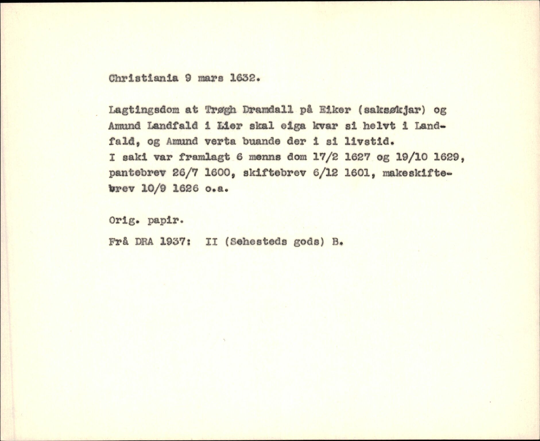 Riksarkivets diplomsamling, AV/RA-EA-5965/F35/F35f/L0001: Regestsedler: Diplomer fra DRA 1937 og 1996, p. 635