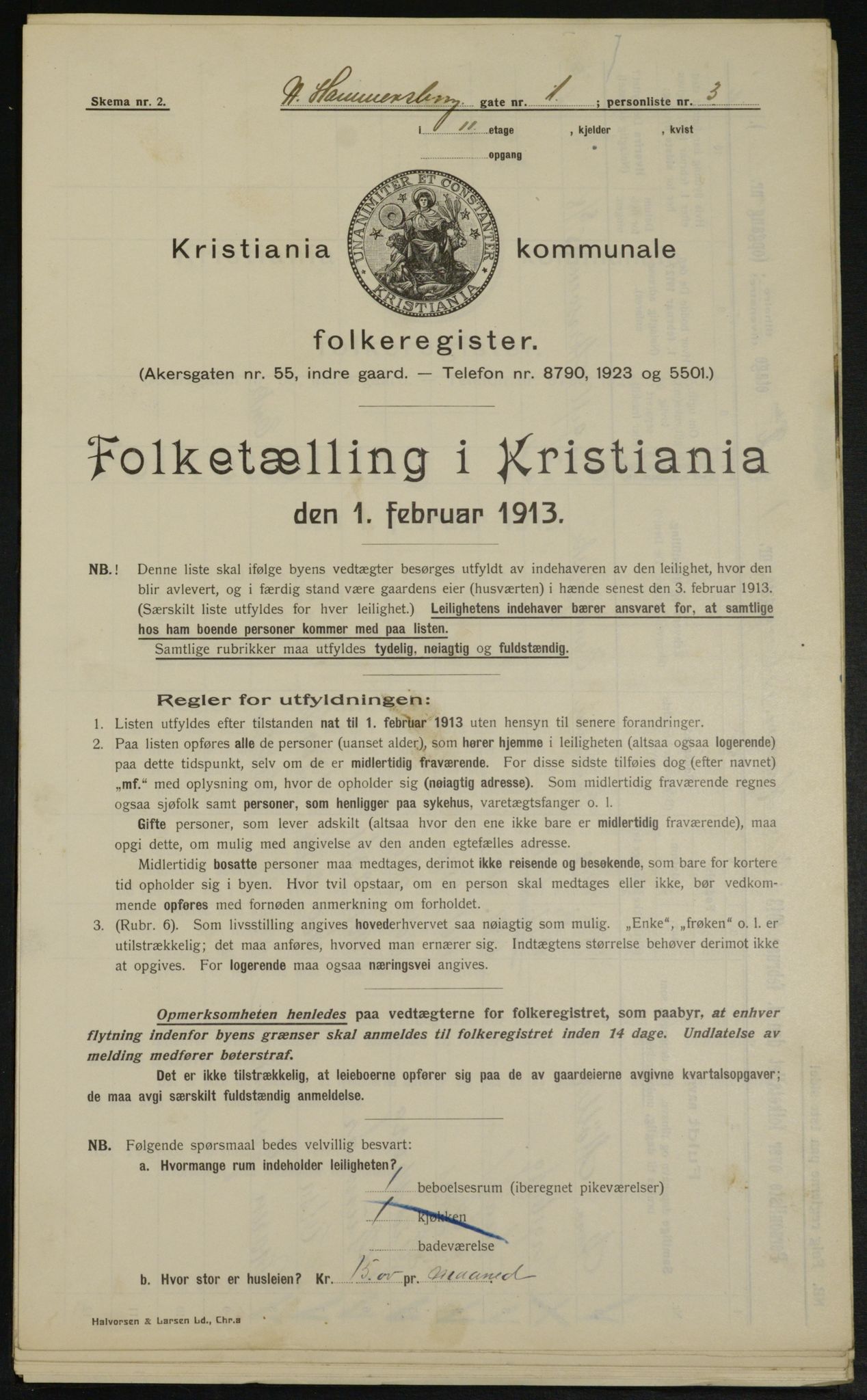 OBA, Municipal Census 1913 for Kristiania, 1913, p. 69149