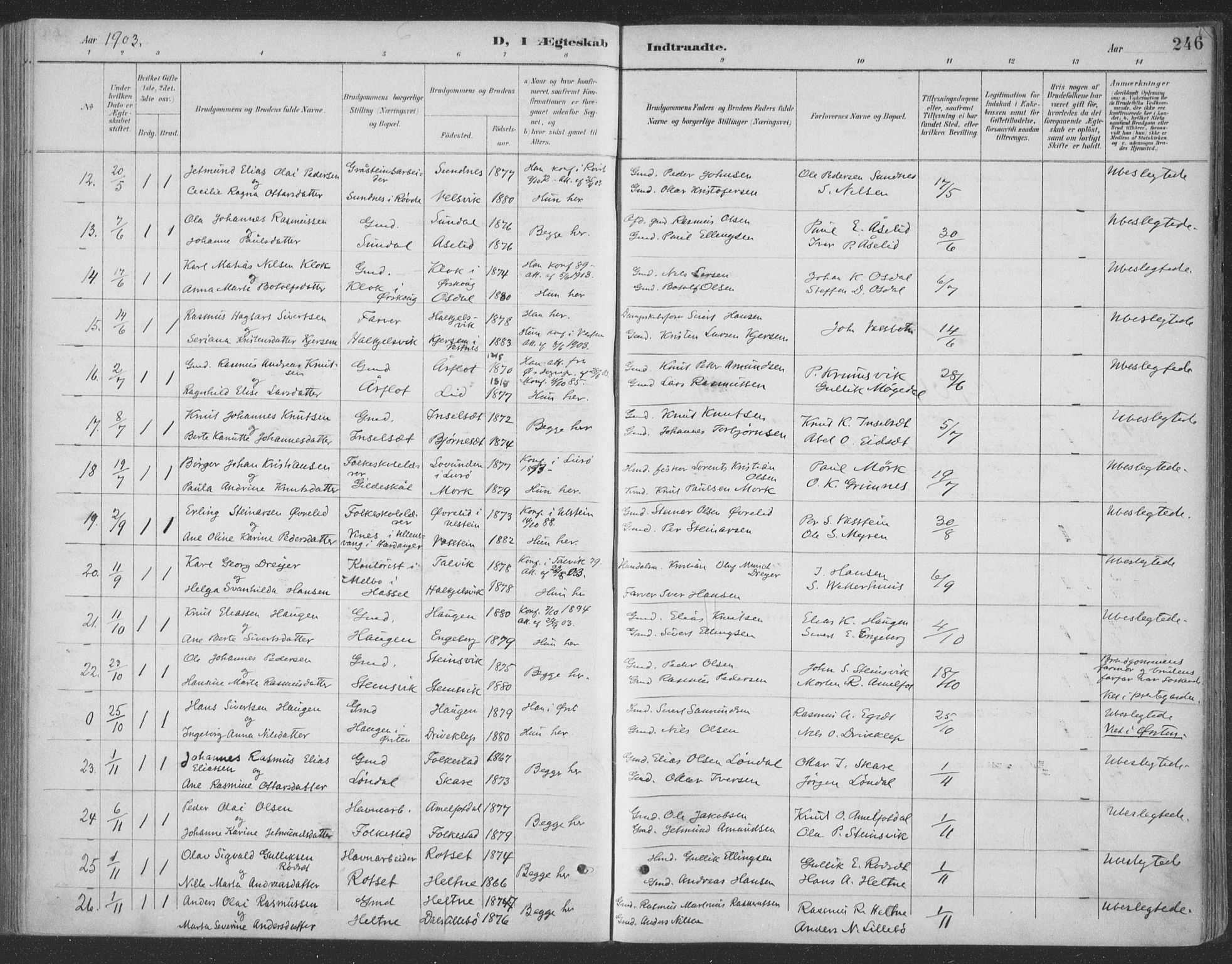 Ministerialprotokoller, klokkerbøker og fødselsregistre - Møre og Romsdal, AV/SAT-A-1454/511/L0142: Parish register (official) no. 511A09, 1891-1905, p. 246