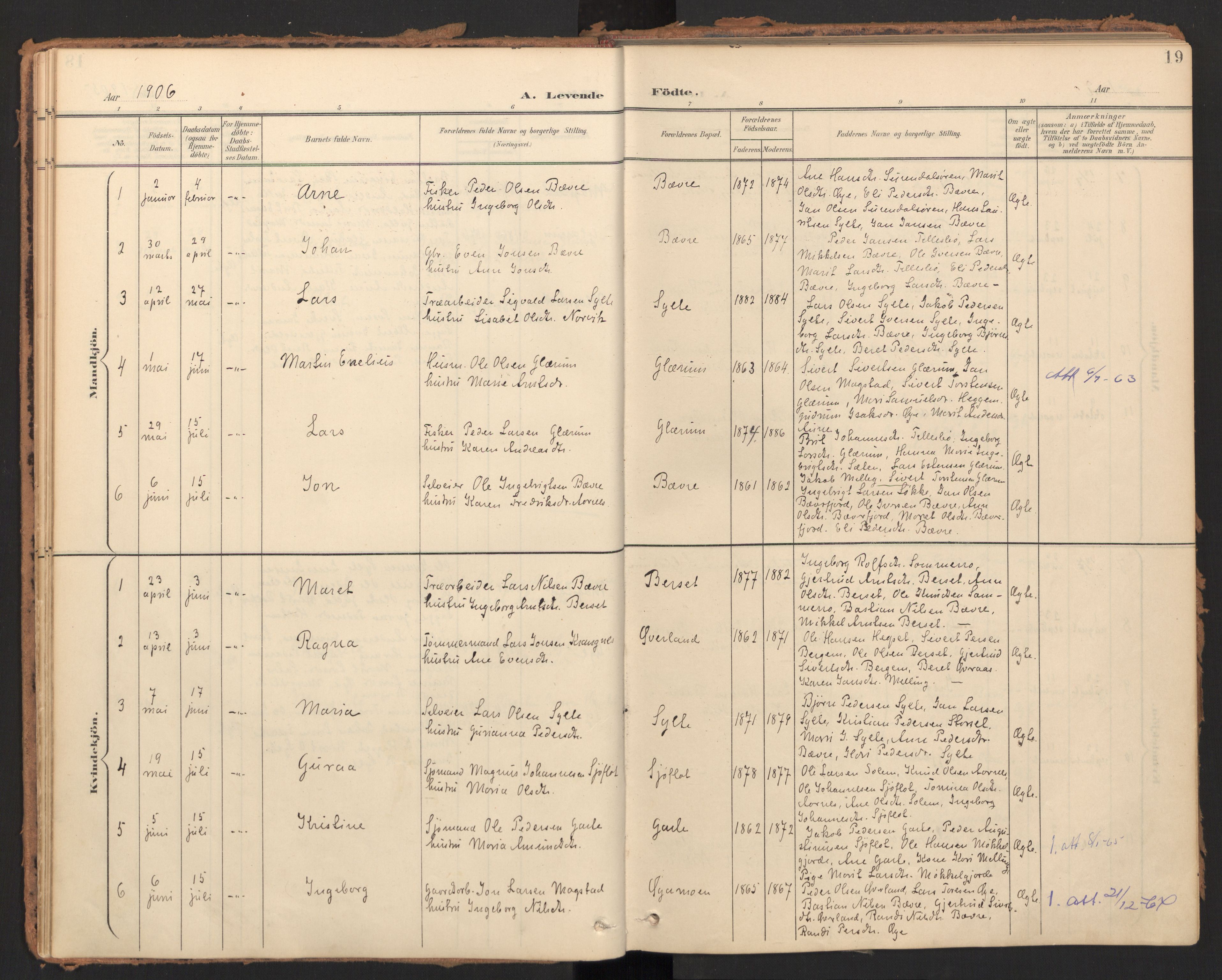 Ministerialprotokoller, klokkerbøker og fødselsregistre - Møre og Romsdal, AV/SAT-A-1454/595/L1048: Parish register (official) no. 595A10, 1900-1917, p. 19