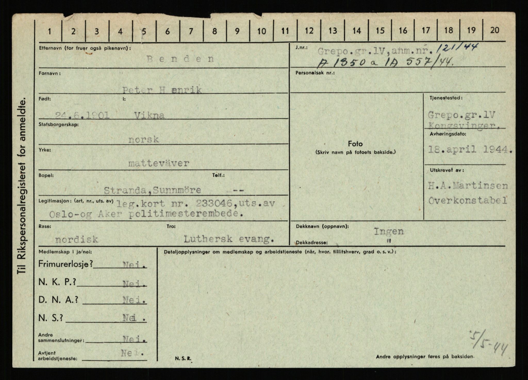 Statspolitiet - Hovedkontoret / Osloavdelingen, AV/RA-S-1329/C/Ca/L0002: Arneberg - Brand, 1943-1945, p. 1782