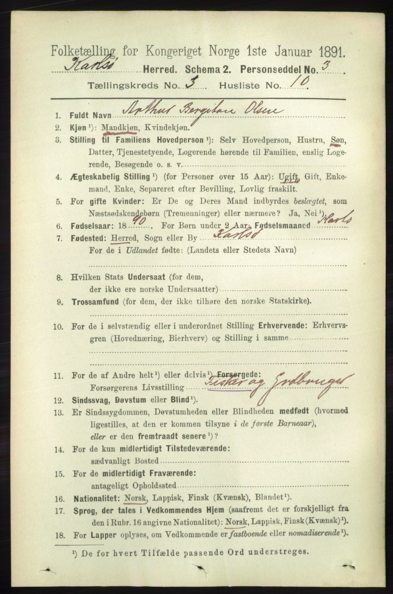 RA, 1891 census for 1936 Karlsøy, 1891, p. 671