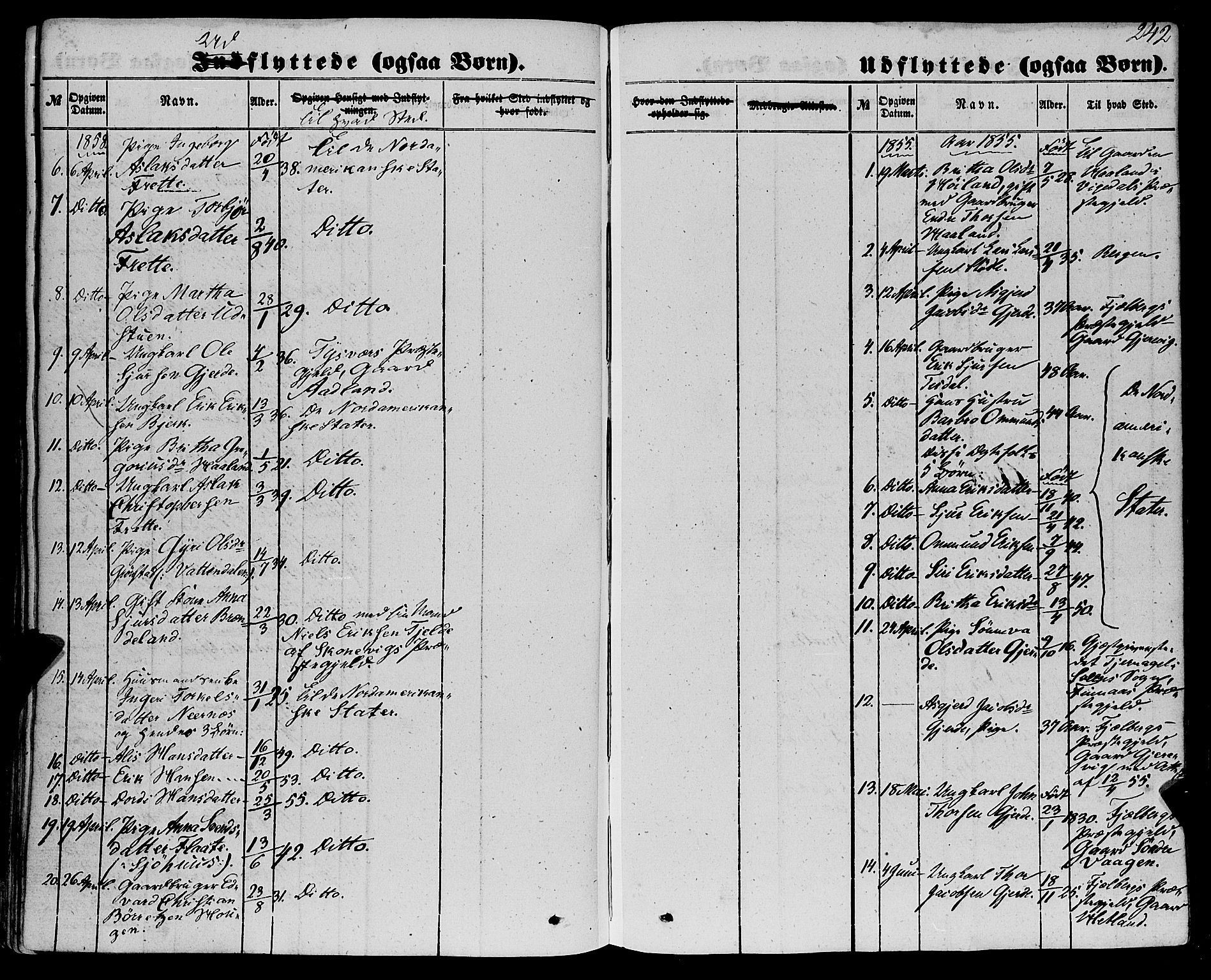 Etne sokneprestembete, SAB/A-75001/H/Haa: Parish register (official) no. A 8, 1848-1862, p. 242
