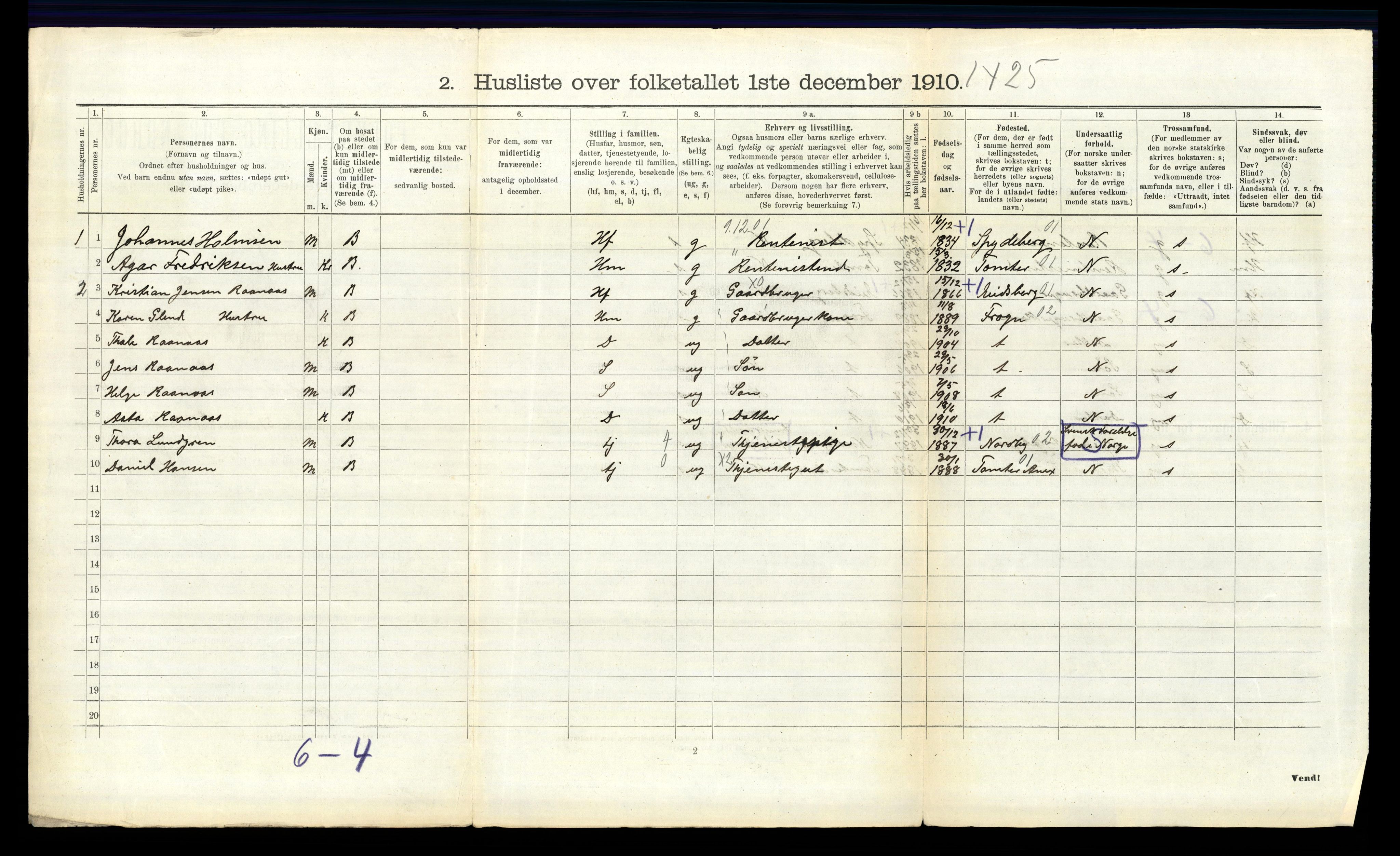 RA, 1910 census for Kråkstad, 1910, p. 420